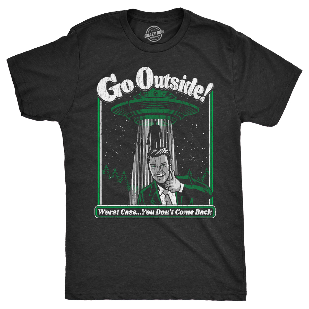 Funny Heather Black - OUTSIDE Go Outside Mens T Shirt Nerdy Space Sarcastic Tee