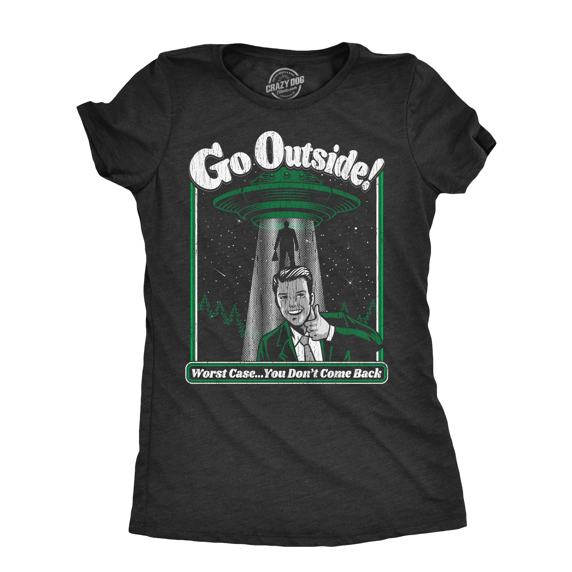 Funny Heather Black - OUTSIDE Go Outside Womens T Shirt Nerdy Space Sarcastic Tee