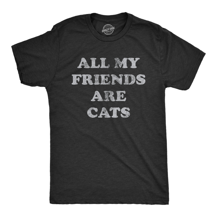 Funny Heather Black - FRIENDSCATS All My Friends Are Cats Mens T Shirt Nerdy Cat Introvert Tee
