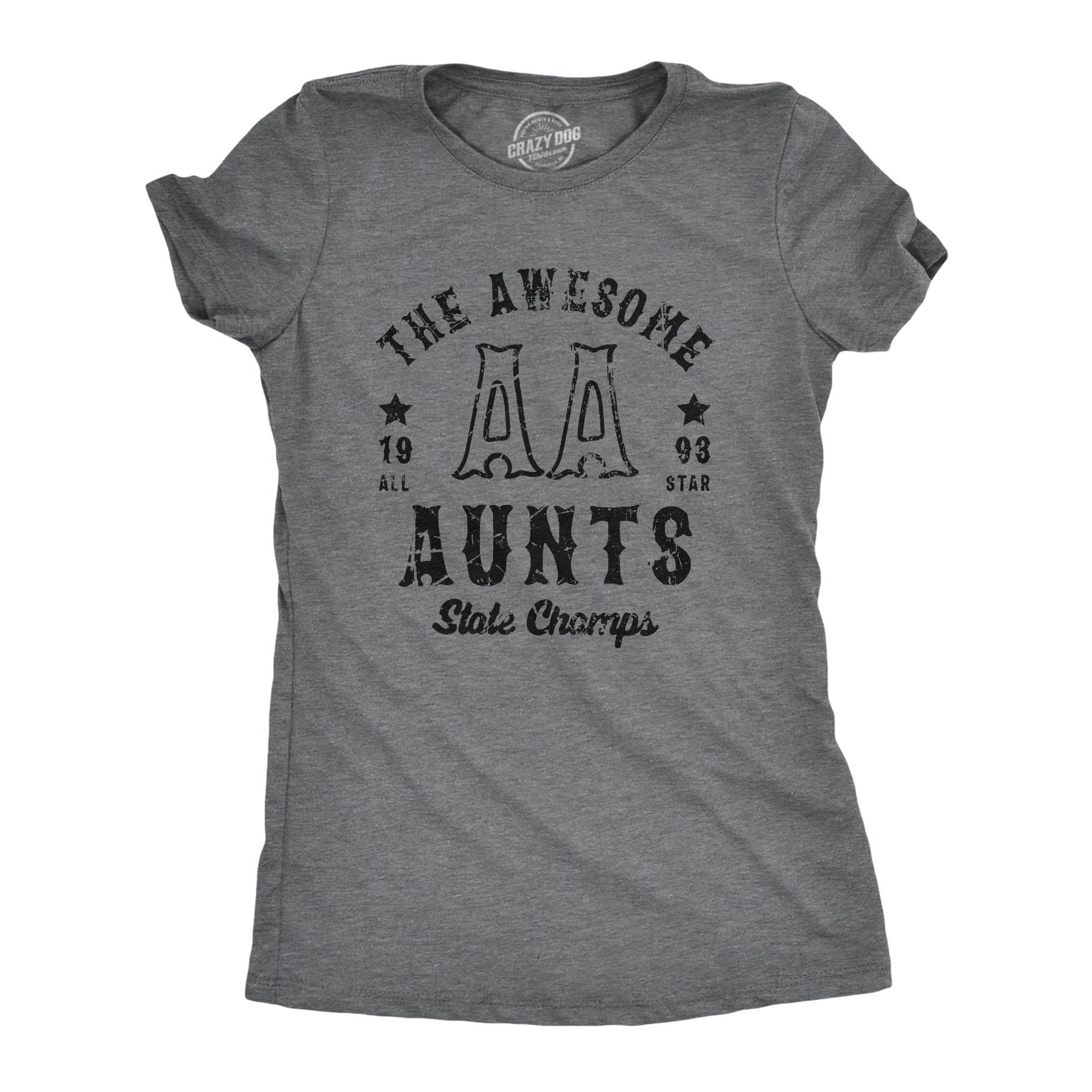 Funny Dark Heather Grey - AUNTS The Awesome Aunts State Champs Womens T Shirt Nerdy Aunt Sarcastic Tee