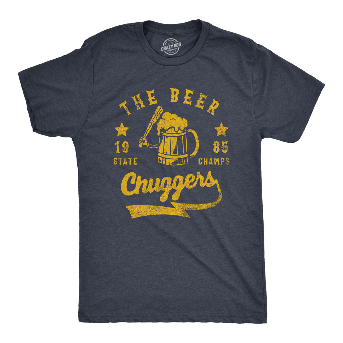 Funny Heather Navy - CHUGGERS The Beer Chuggers Mens T Shirt Nerdy Beer Drinking Baseball Tee
