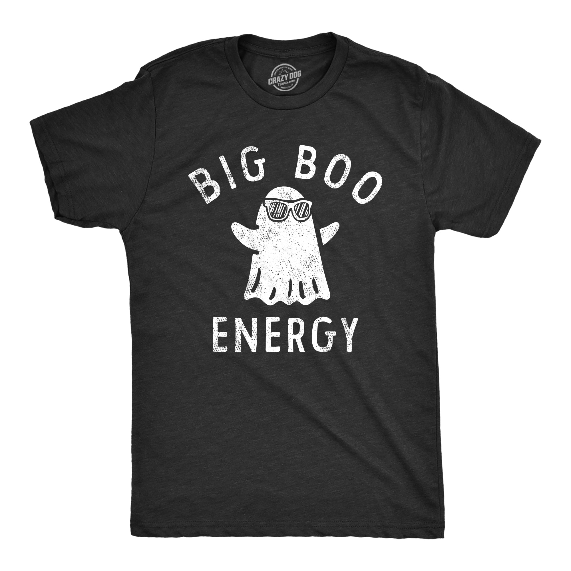 Funny Heather Black - BOO Big Boo Energy Mens T Shirt Nerdy Halloween Sarcastic Tee