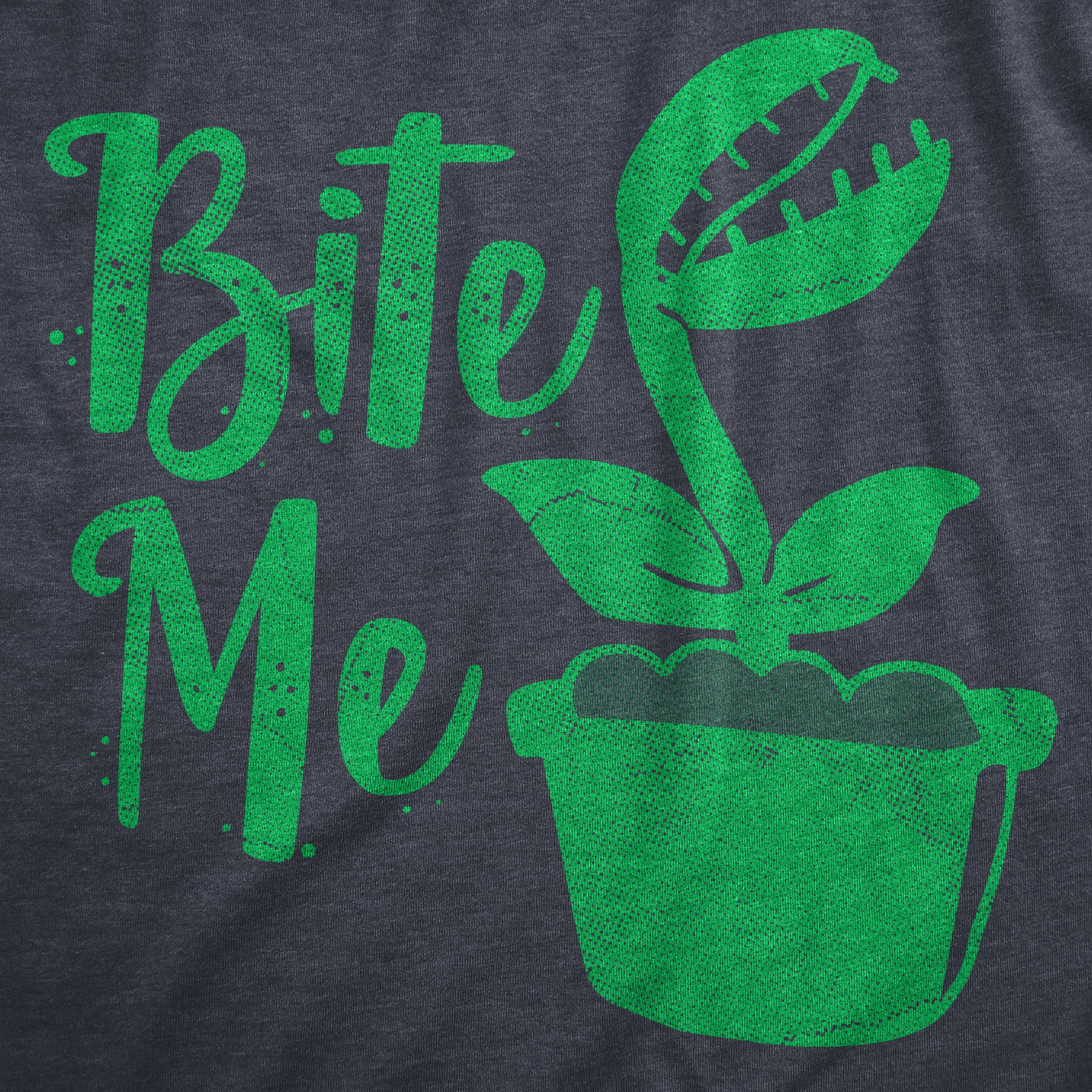 Funny Heather Navy - BITE Bite Me Plants Womens T Shirt Nerdy Sarcastic Tee