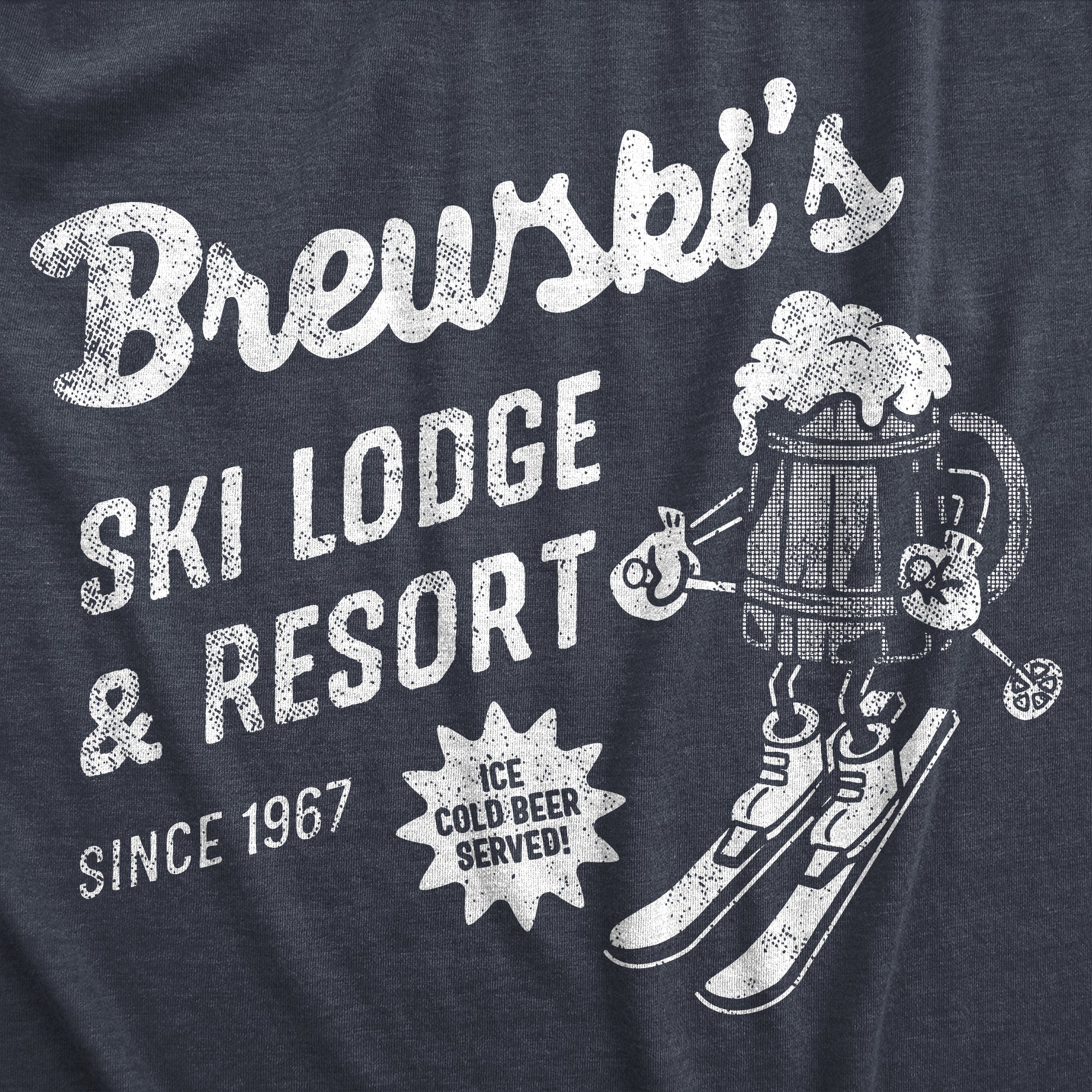 Funny Heather Navy - BREWSKIS Brewskis Ski Lodge And Resort Mens T Shirt Nerdy Beer Tee