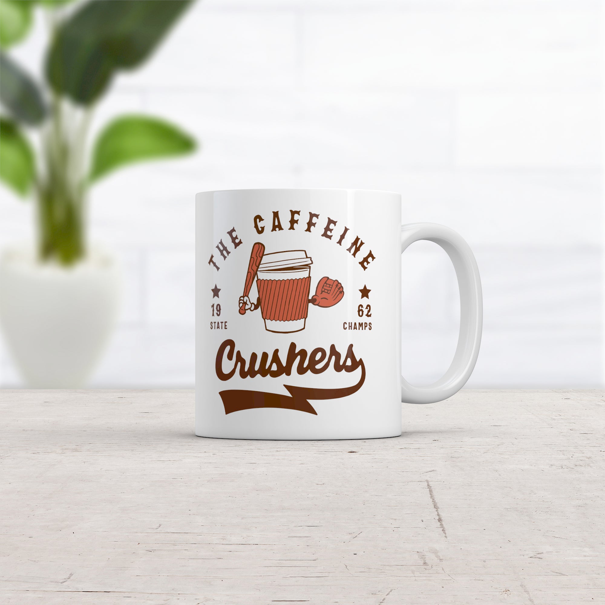 Funny White The Caffeine Crushers Coffee Mug Nerdy Coffee Baseball Tee