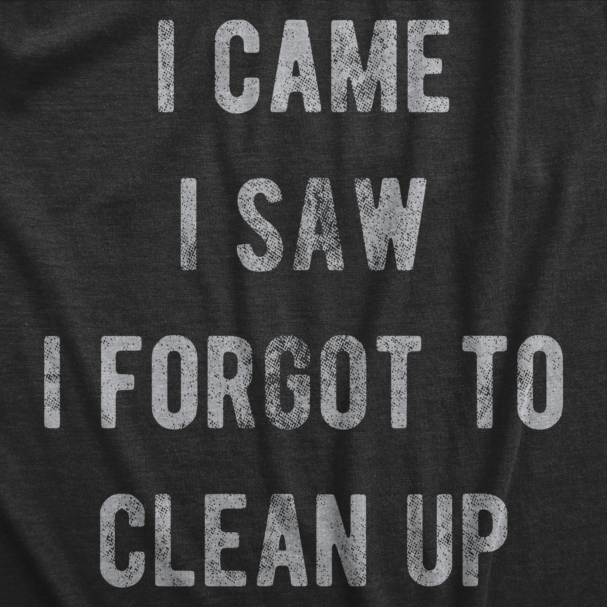 Funny Heather Black - CLEAN I Came I Saw I Forgot To Clean Up Mens T Shirt Nerdy Sarcastic Tee