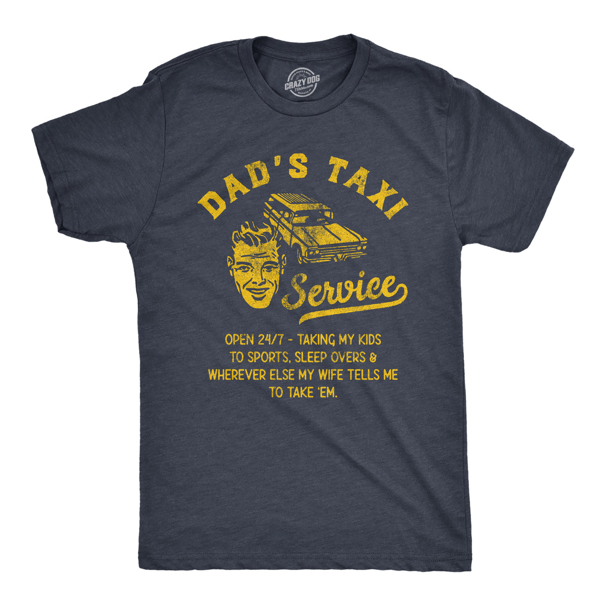 Funny Heather Navy - TAXI Dads Taxi Service Mens T Shirt Nerdy Father&#39;s Day Sarcastic Tee