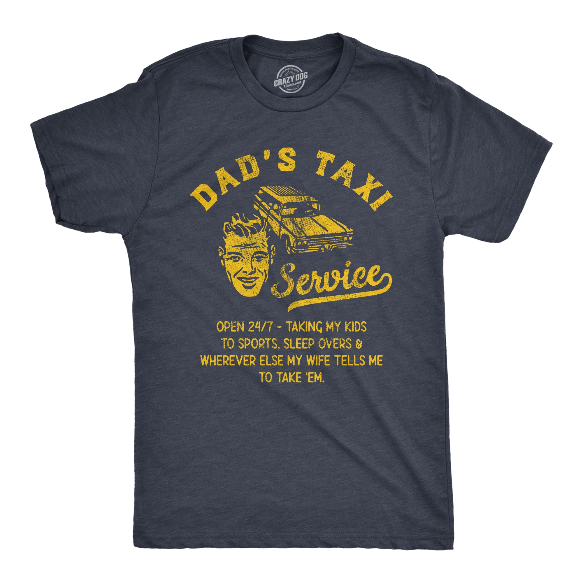 Funny Heather Navy - TAXI Dads Taxi Service Mens T Shirt Nerdy Father's Day Sarcastic Tee
