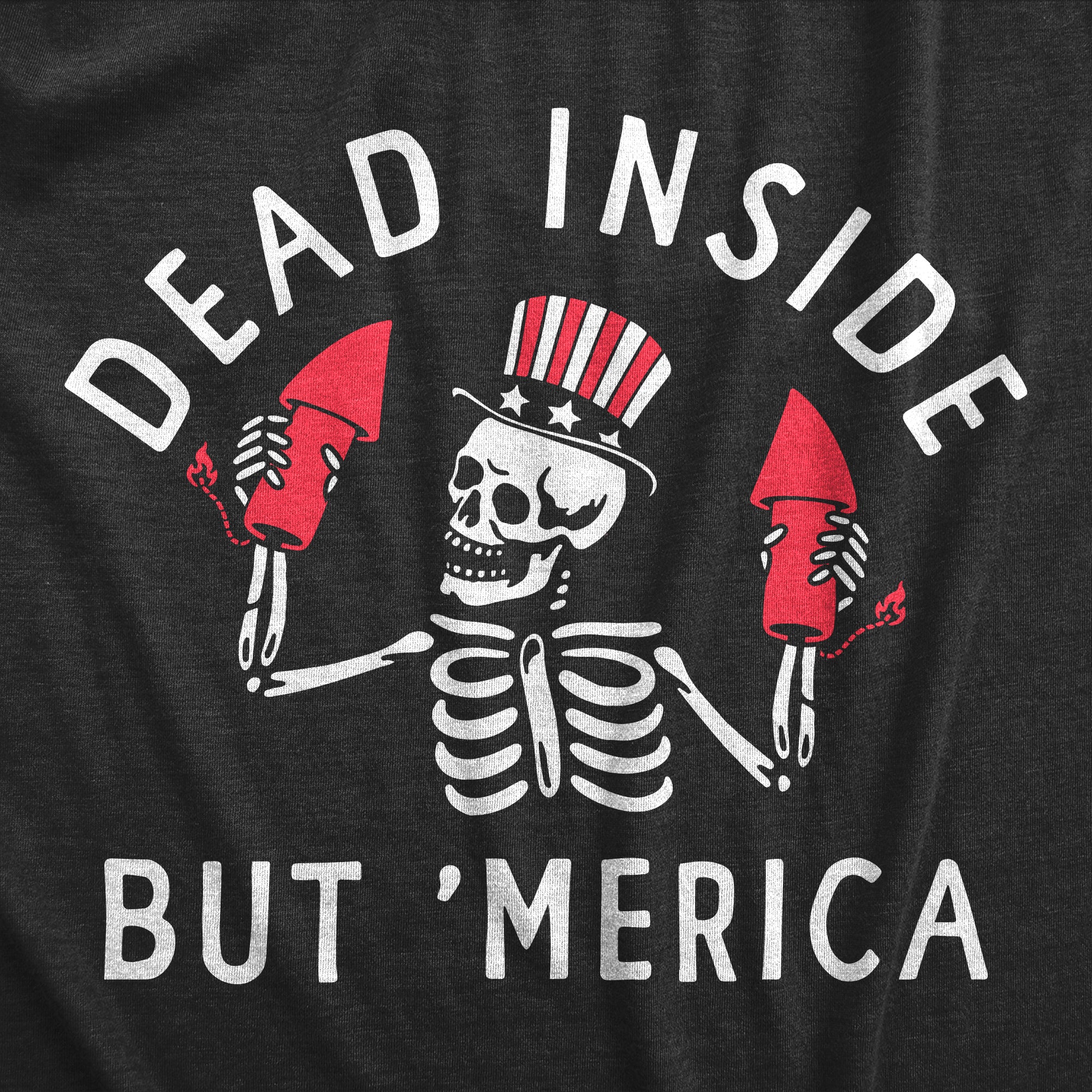 Funny Heather Black - MERICA Dead Inside But Merica Womens T Shirt Nerdy Fourth Of July Sarcastic Tee