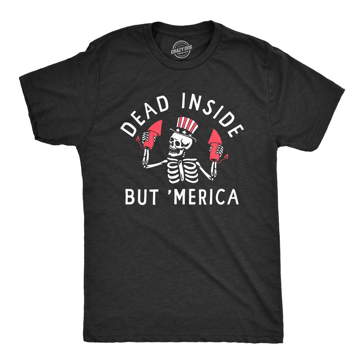 Funny Heather Black - MERICA Dead Inside But Merica Mens T Shirt Nerdy Fourth Of July Sarcastic Tee