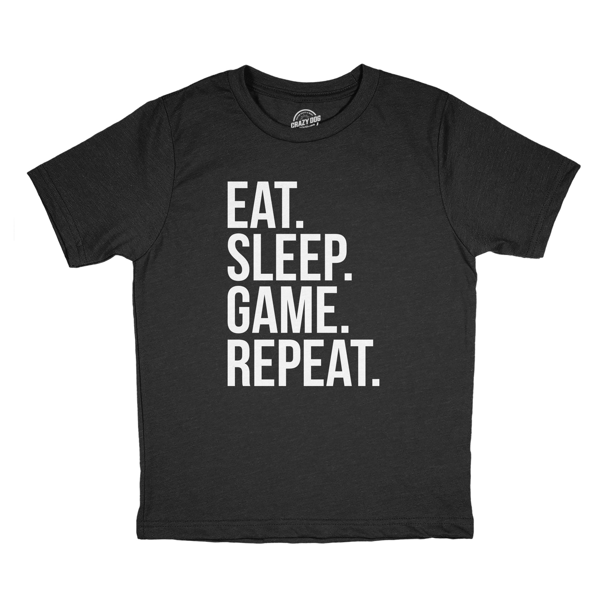 Funny Heather Black - GAME Eat Sleep Game Repeat Youth T Shirt Nerdy Nerdy Video Games Tee