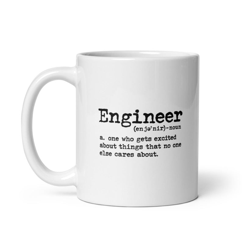 Funny White Engineer Definition Coffee Mug Nerdy Science Sarcastic Tee