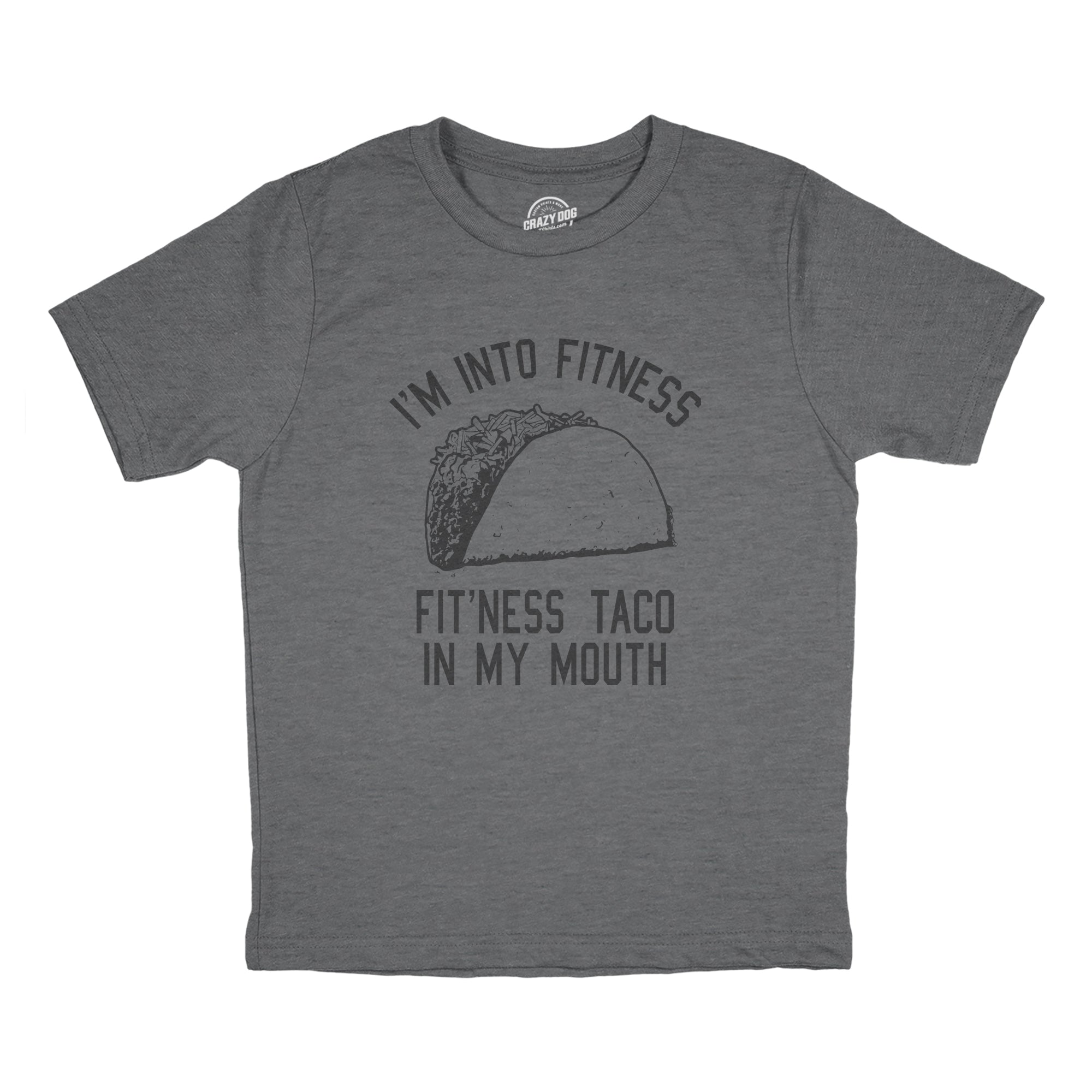 Funny Dark Heather Grey - TACO Fitness Taco Youth T Shirt Nerdy Fitness Food Tee