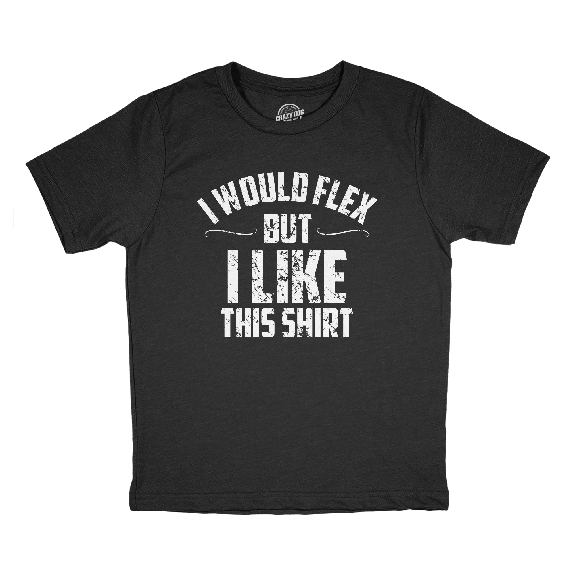 Funny Black - FLEX I Would Flex But I Like This Shirt Youth T Shirt Nerdy Fitness Sarcastic Tee