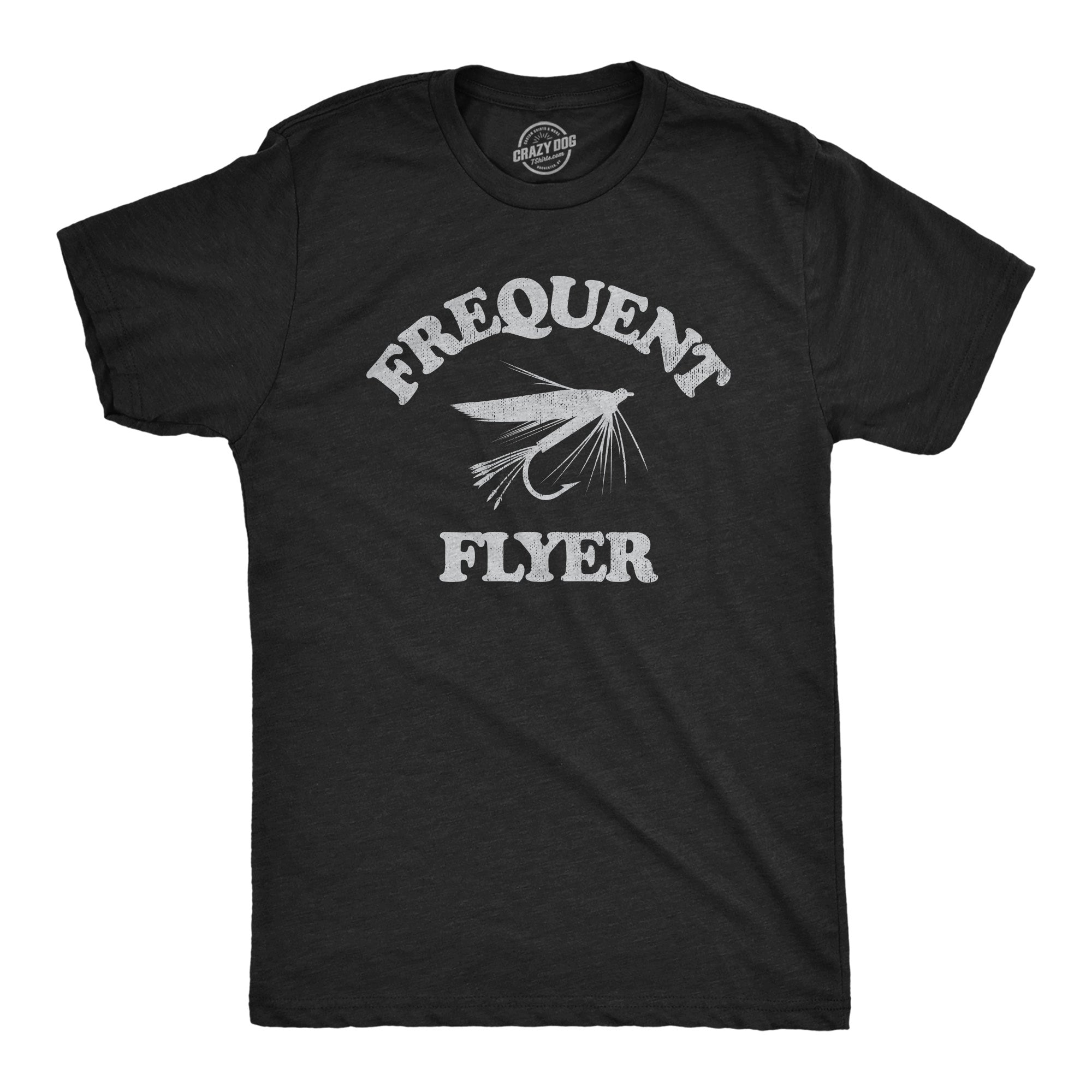 Funny Heather Black - FLYER Frequent Flyer Mens T Shirt Nerdy Fishing Sarcastic Tee