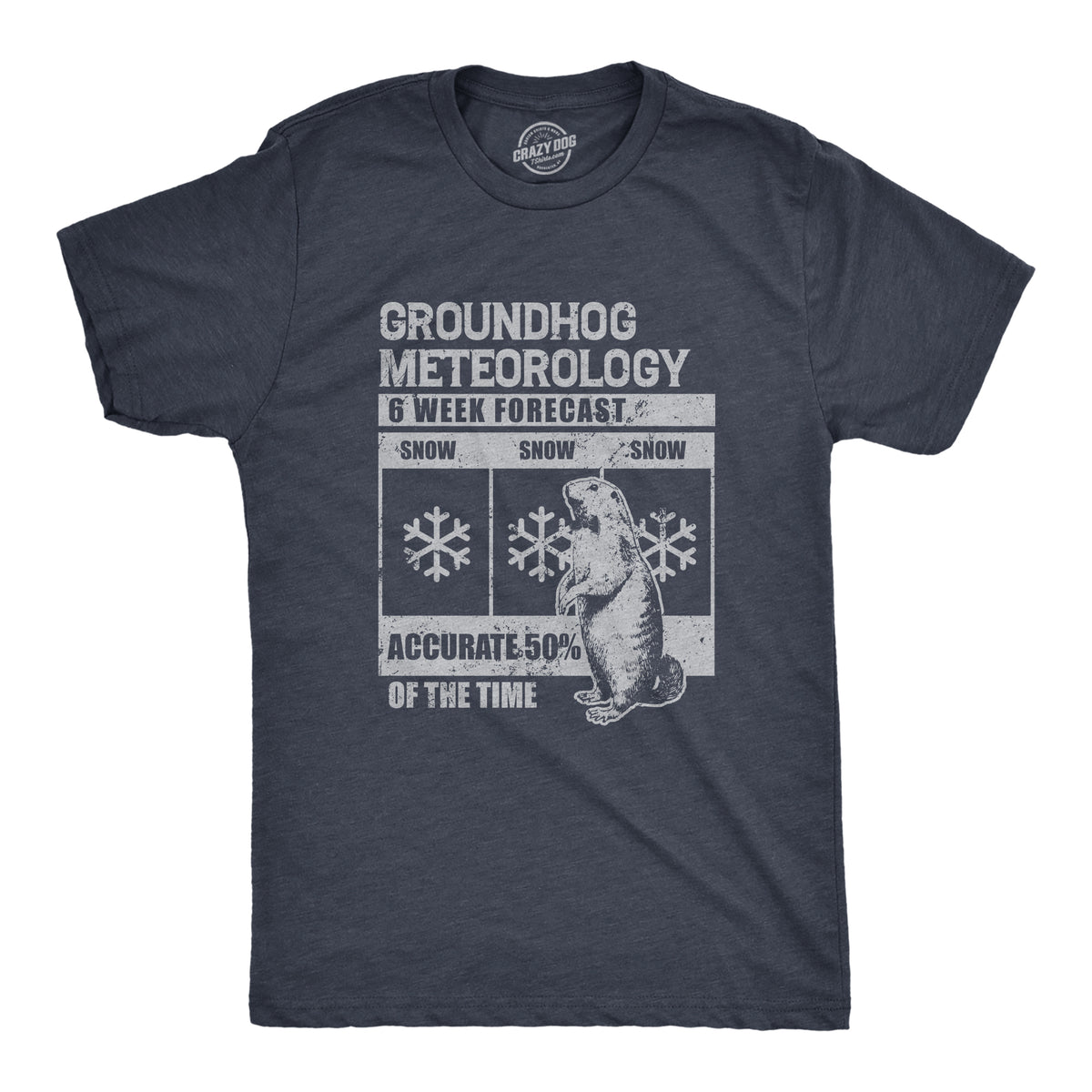 Funny Heather Navy - GROUNDHOG Groundhog Meteorology Mens T Shirt Nerdy Animal Sarcastic Tee
