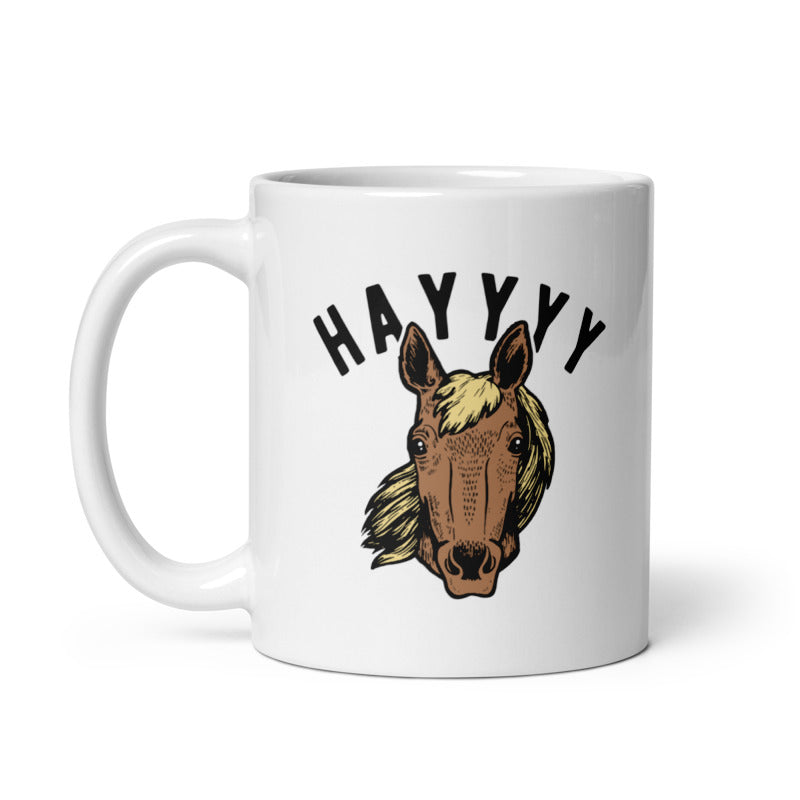 Funny White Hayyyy Horse Coffee Mug Nerdy animal sarcastic Tee