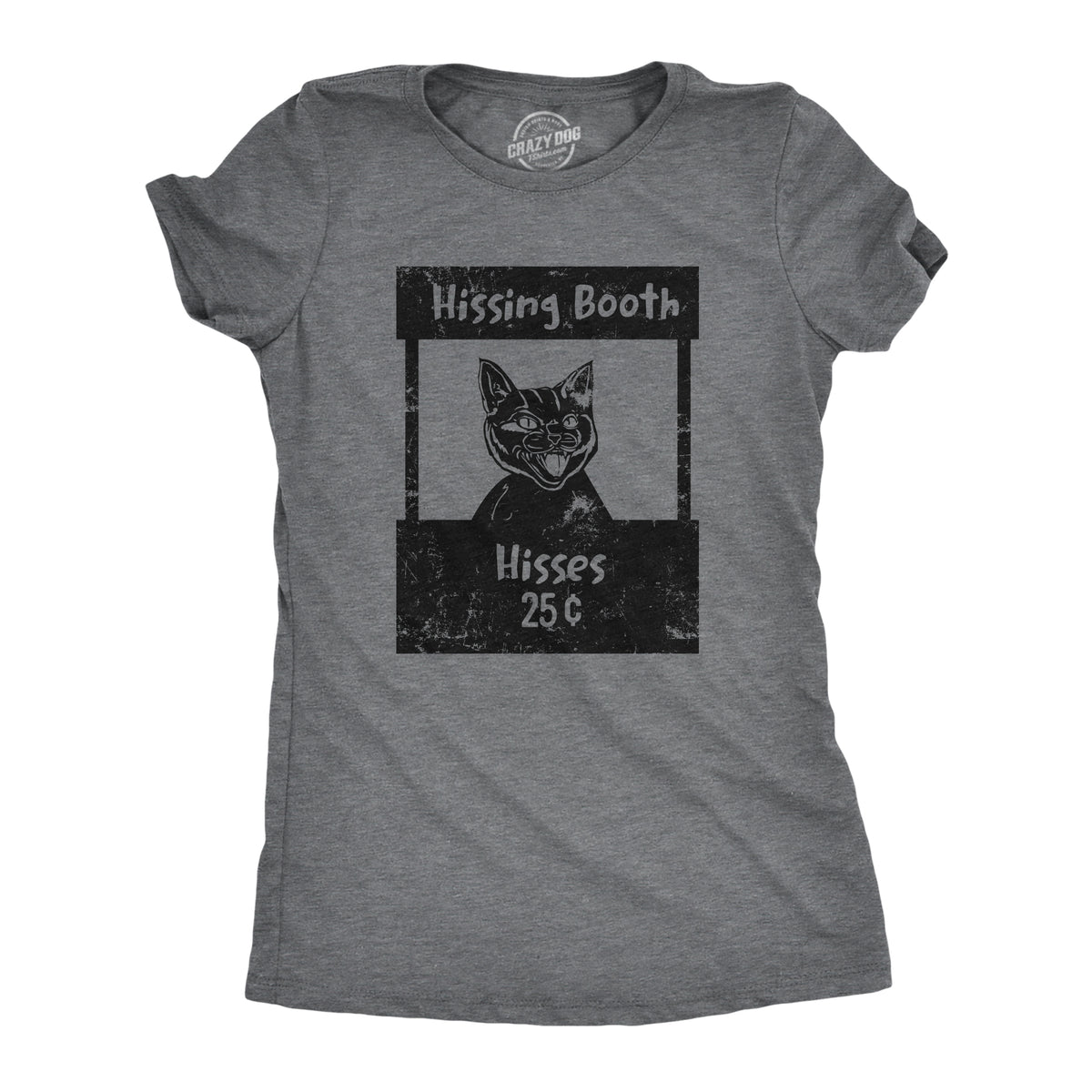 Funny Dark Heather Grey - HISSING Hissing Booth Womens T Shirt Nerdy cat Sarcastic Tee
