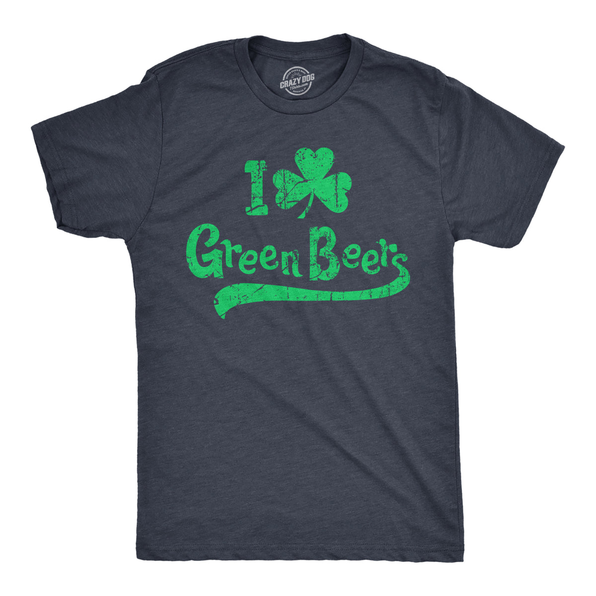 Funny Heather Navy I Clover Green Beers Mens T Shirt Nerdy Saint Patrick&#39;s Day Beer Drinking Tee