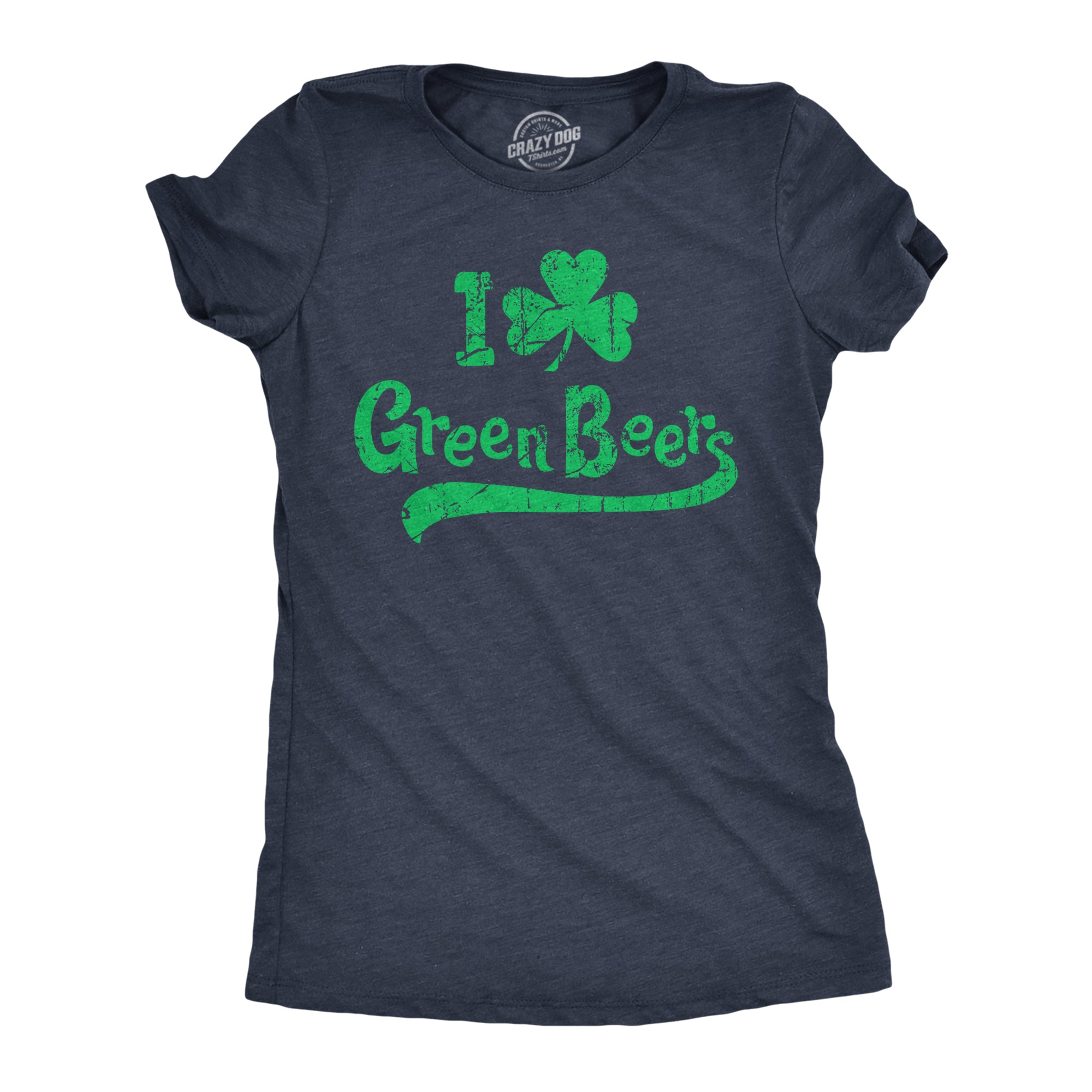 Funny Heather Navy I Clover Green Beers Womens T Shirt Nerdy Saint Patrick's Day Beer Drinking Tee