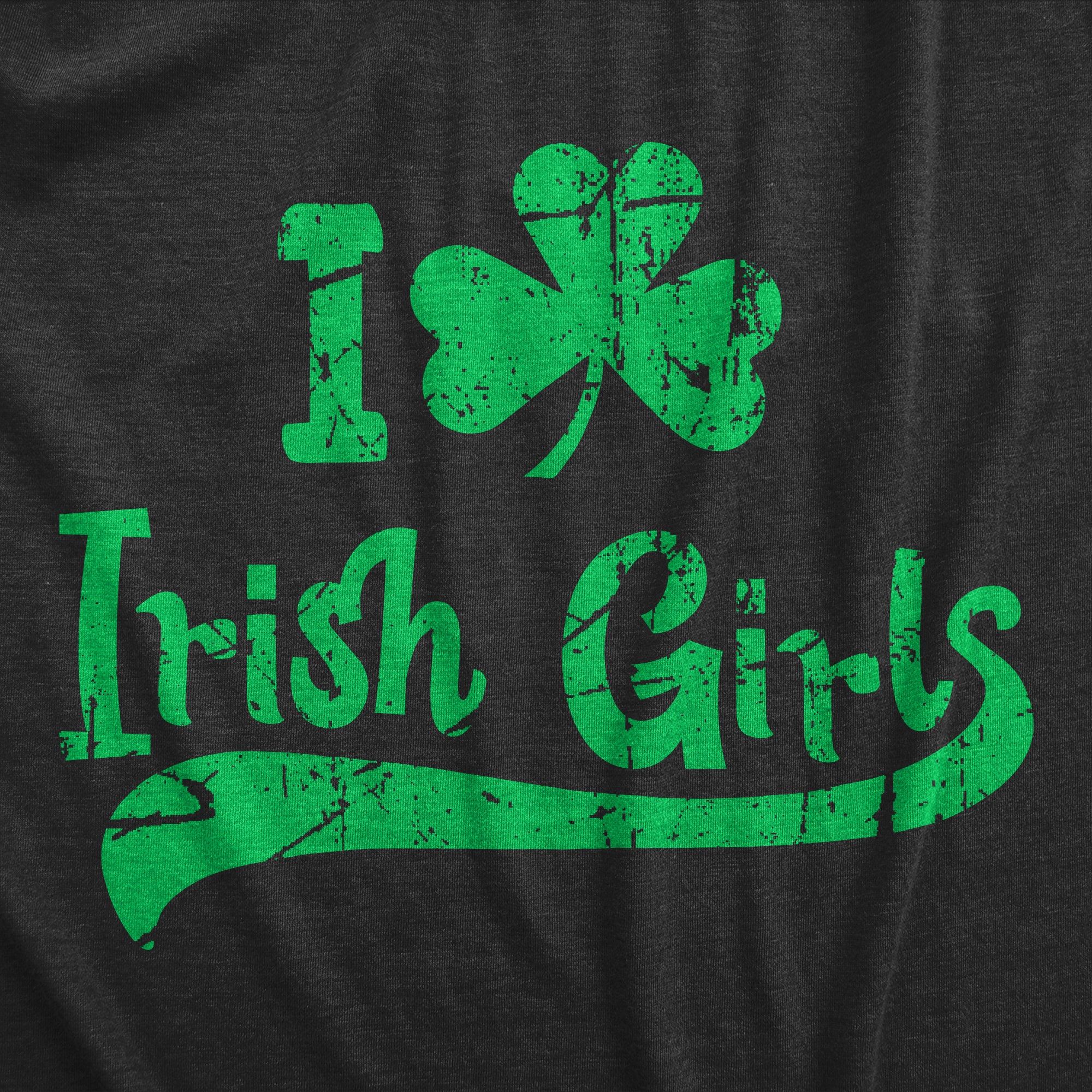 Funny Heather Black I Clover Irish Girls Mens T Shirt Nerdy Saint Patrick's Day Tee