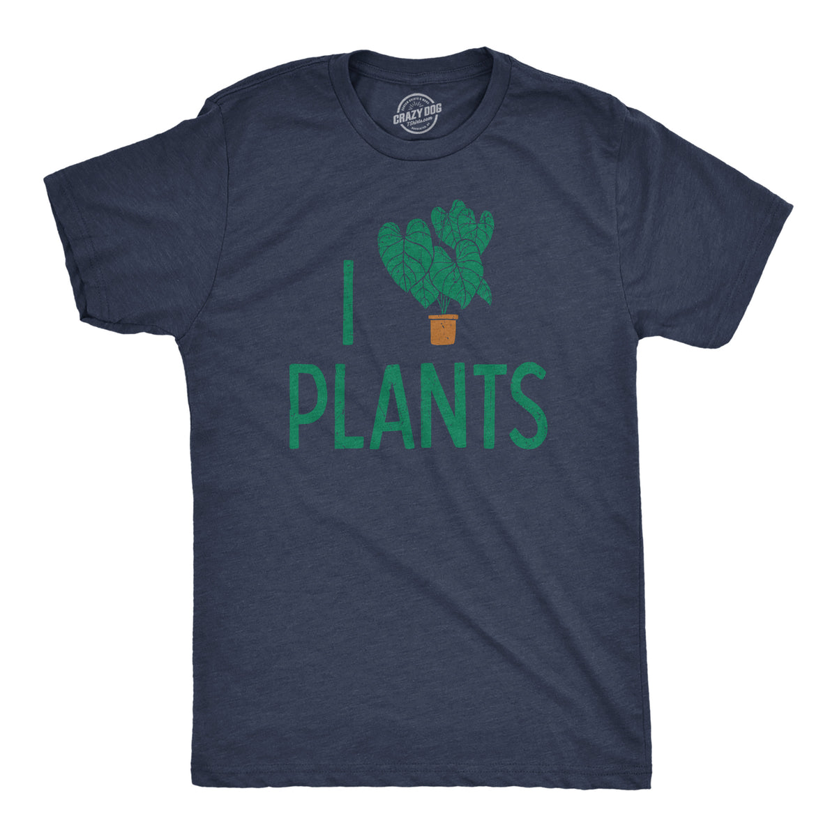 Funny Heather Navy - PLANTS I Heart Plants Mens T Shirt Nerdy Earth Tee