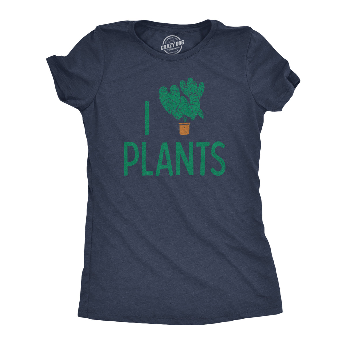 Funny Heather Navy - PLANTS I Heart Plants Womens T Shirt Nerdy Earth Tee