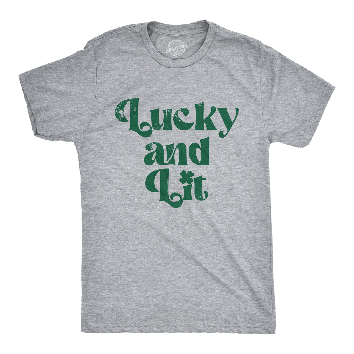 Funny Light Heather Grey - LIT Lucky And Lit Mens T Shirt Nerdy Saint Patrick&#39;s Day Drinking Tee
