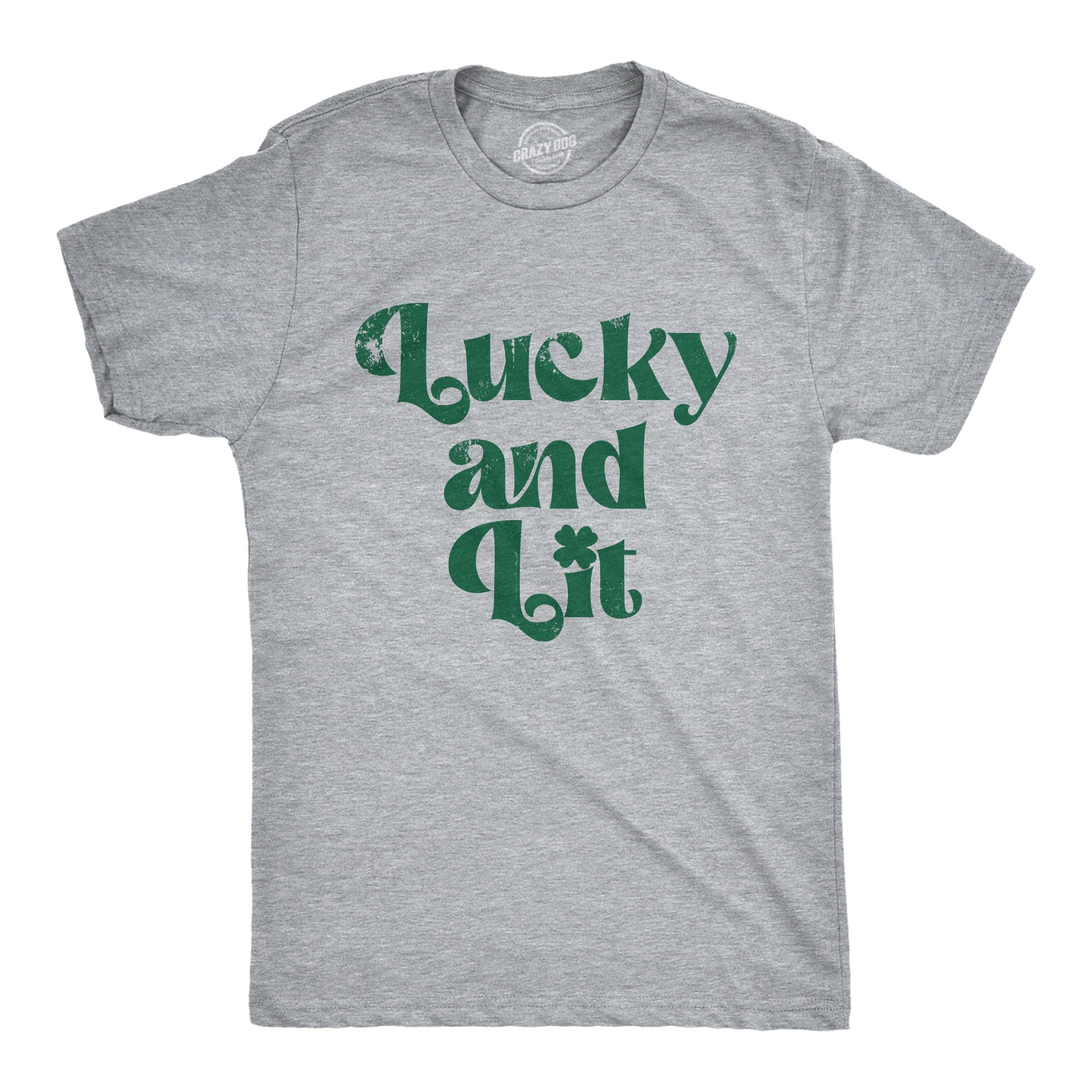 Funny Light Heather Grey - LIT Lucky And Lit Mens T Shirt Nerdy Saint Patrick's Day Drinking Tee