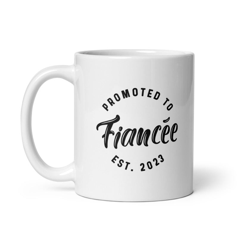 Funny White Promoted To Fiancee 2023 Coffee Mug Nerdy Wedding Tee