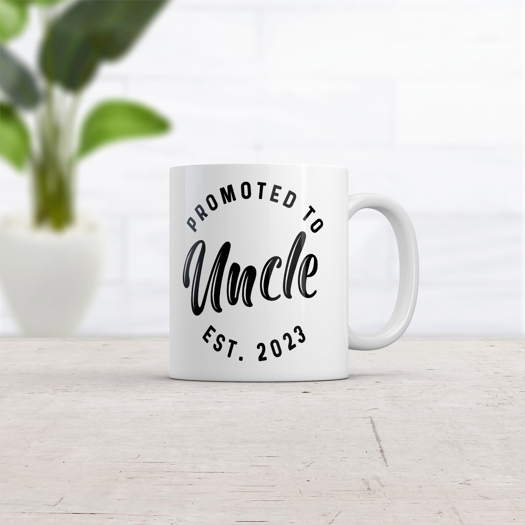 Funny White Promoted To Uncle 2023 Coffee Mug Nerdy Uncle Tee