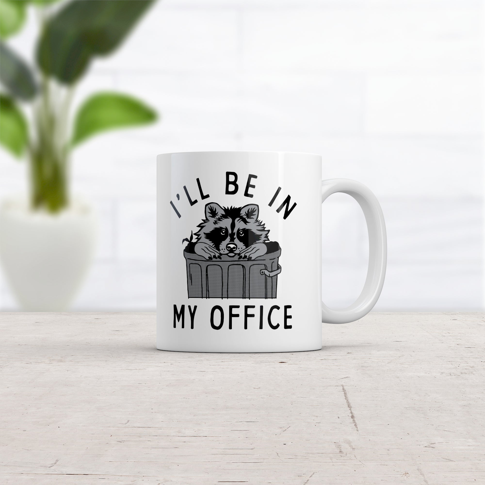 Funny White Ill Be In My Office Raccoon Coffee Mug Nerdy animal Sarcastic Tee