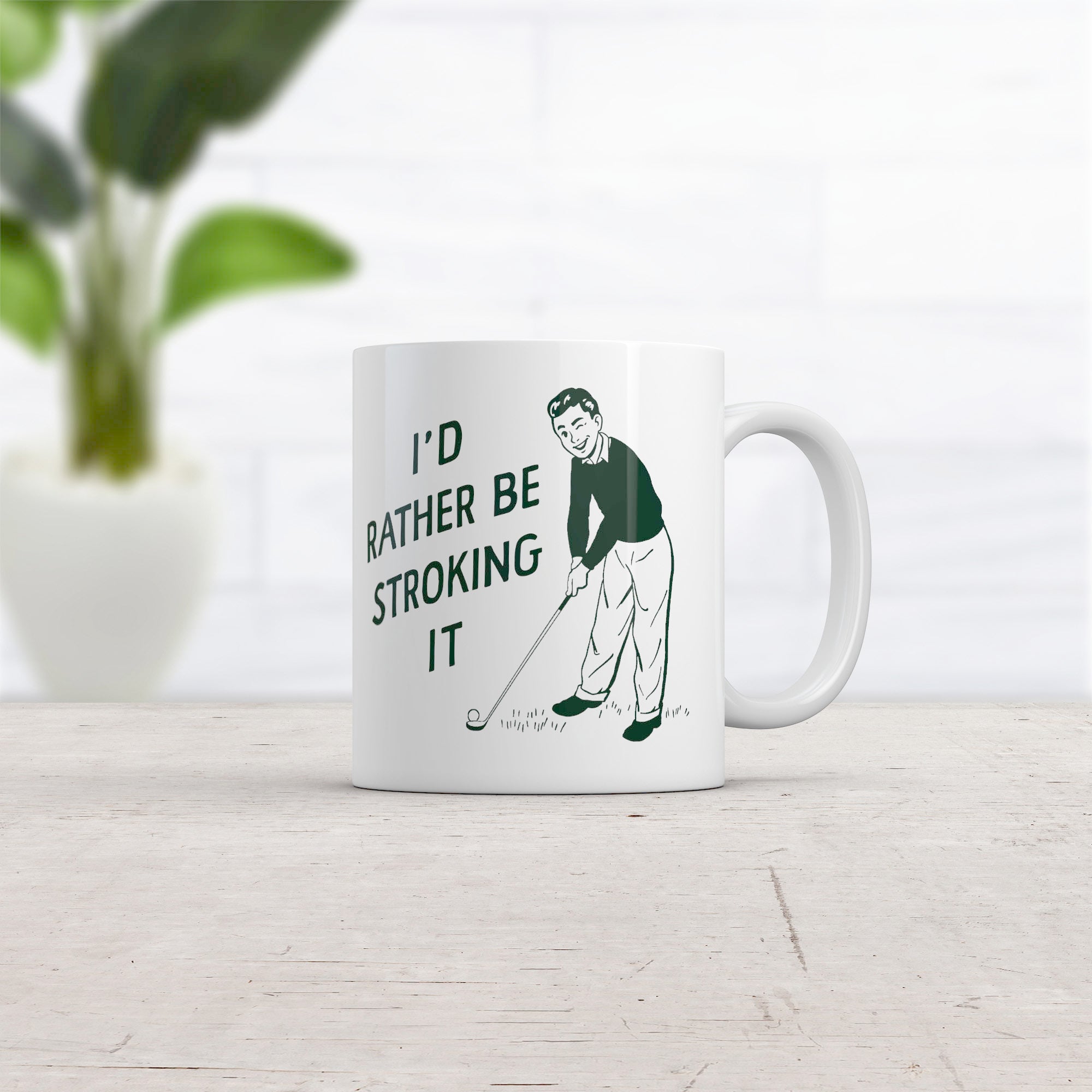 Funny White Id Rather Be Stroking It Coffee Mug Nerdy Golf Sex Tee