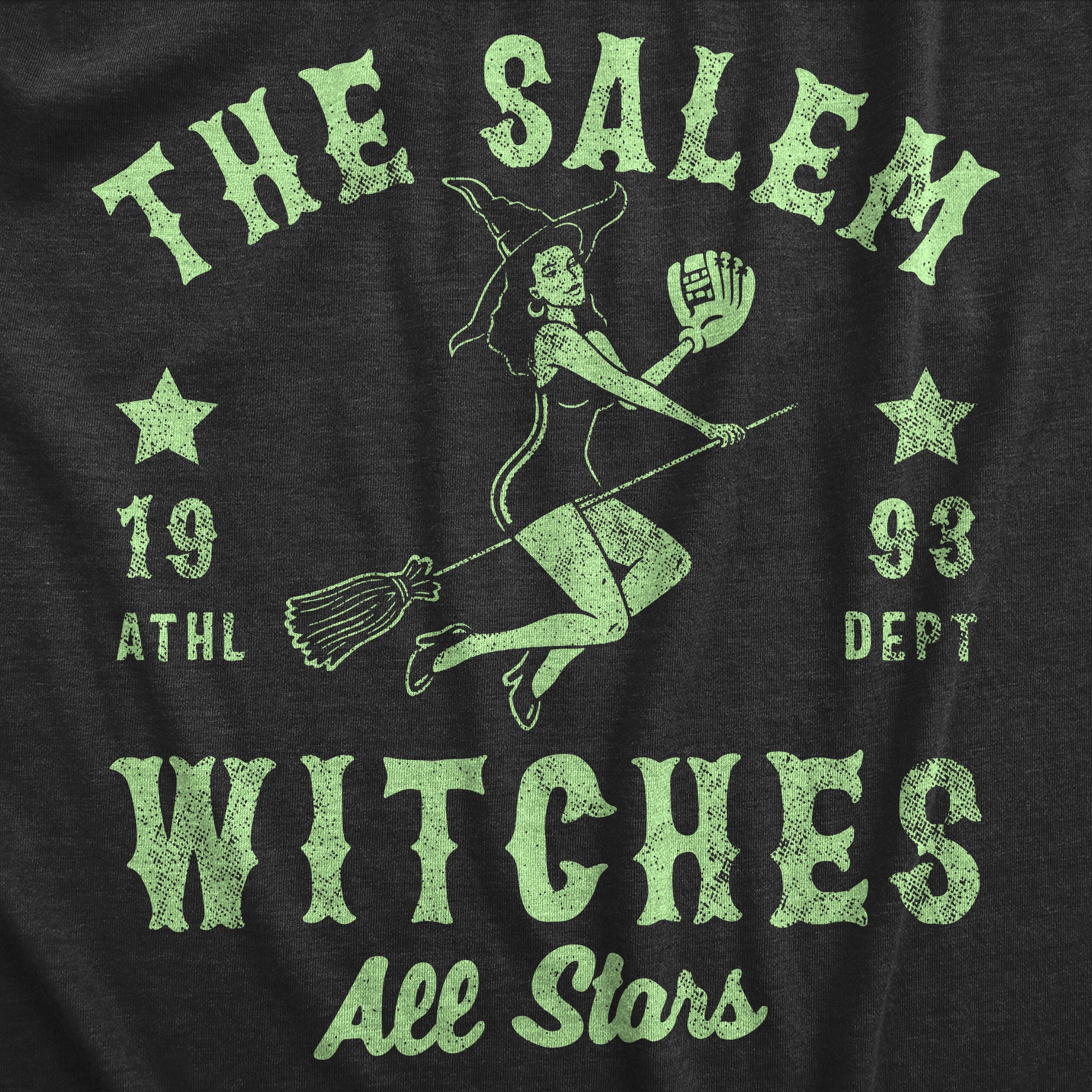 Funny Heather Black - SALEM The Salem Witch All Stars Womens T Shirt Nerdy Halloween Baseball Tee