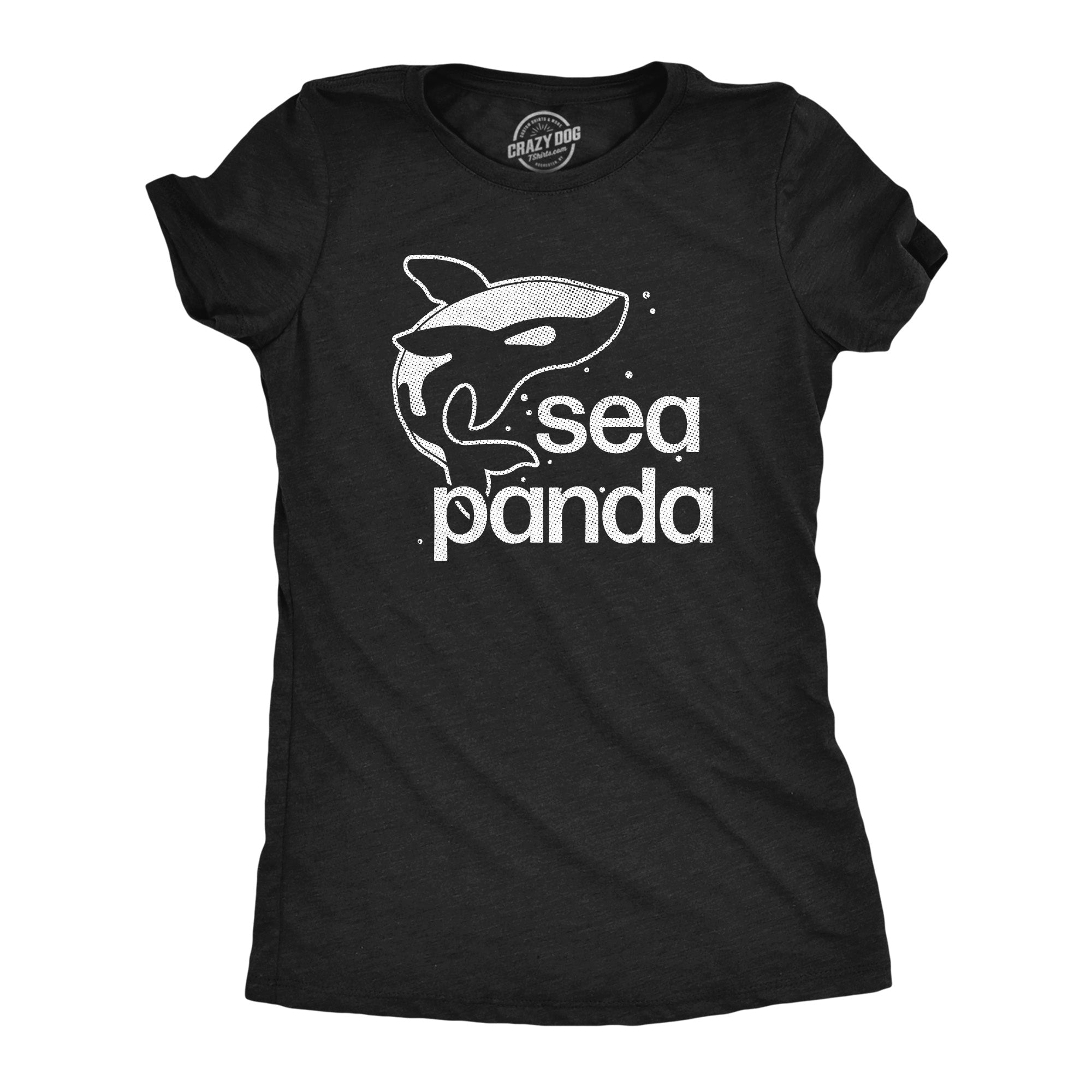 Funny Heather Black - PANDA Sea Panda Womens T Shirt Nerdy Animal Tee