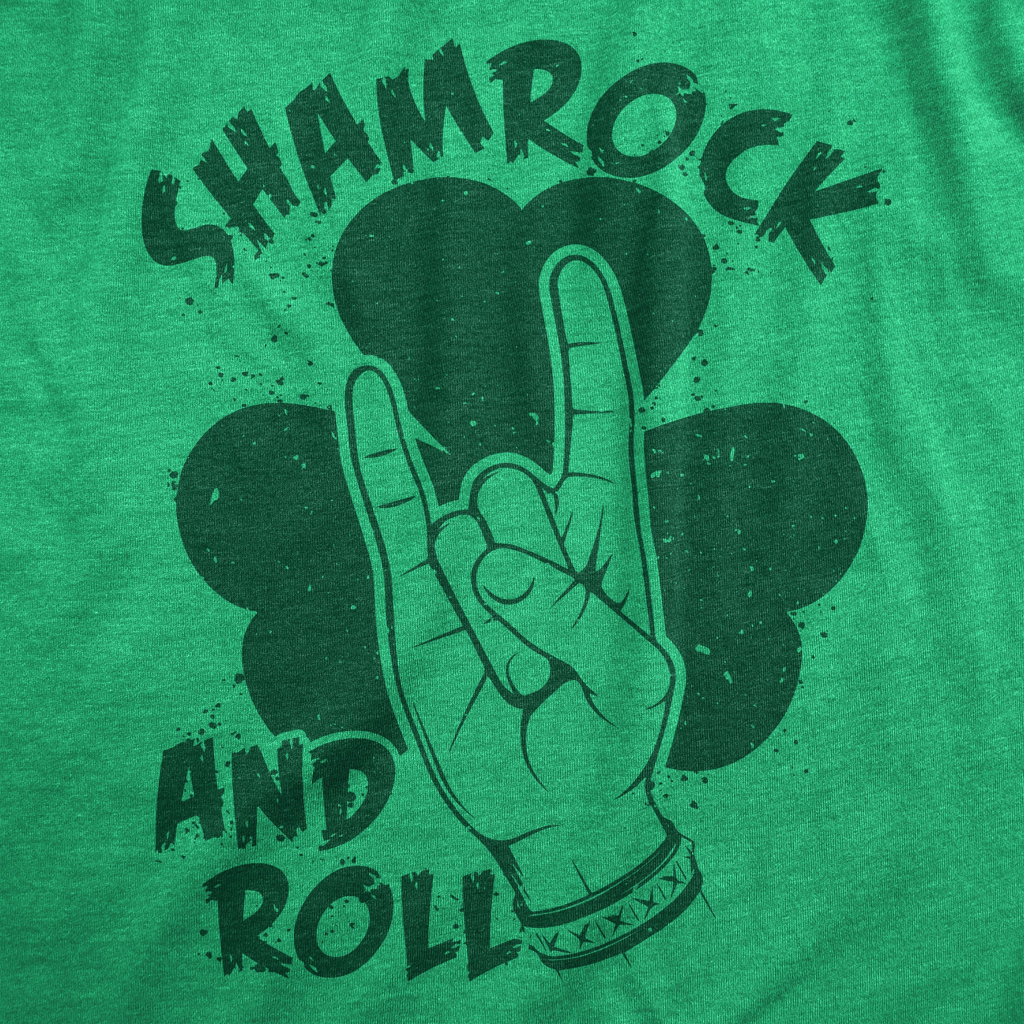 Funny Heather Green - SHAMROCK Shamrock And Roll Womens T Shirt Nerdy Saint Patrick's Day Music Tee