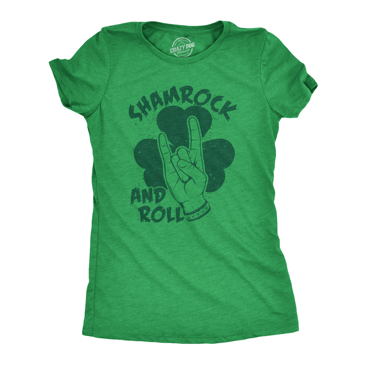 Funny Heather Green - SHAMROCK Shamrock And Roll Womens T Shirt Nerdy Saint Patrick&#39;s Day Music Tee