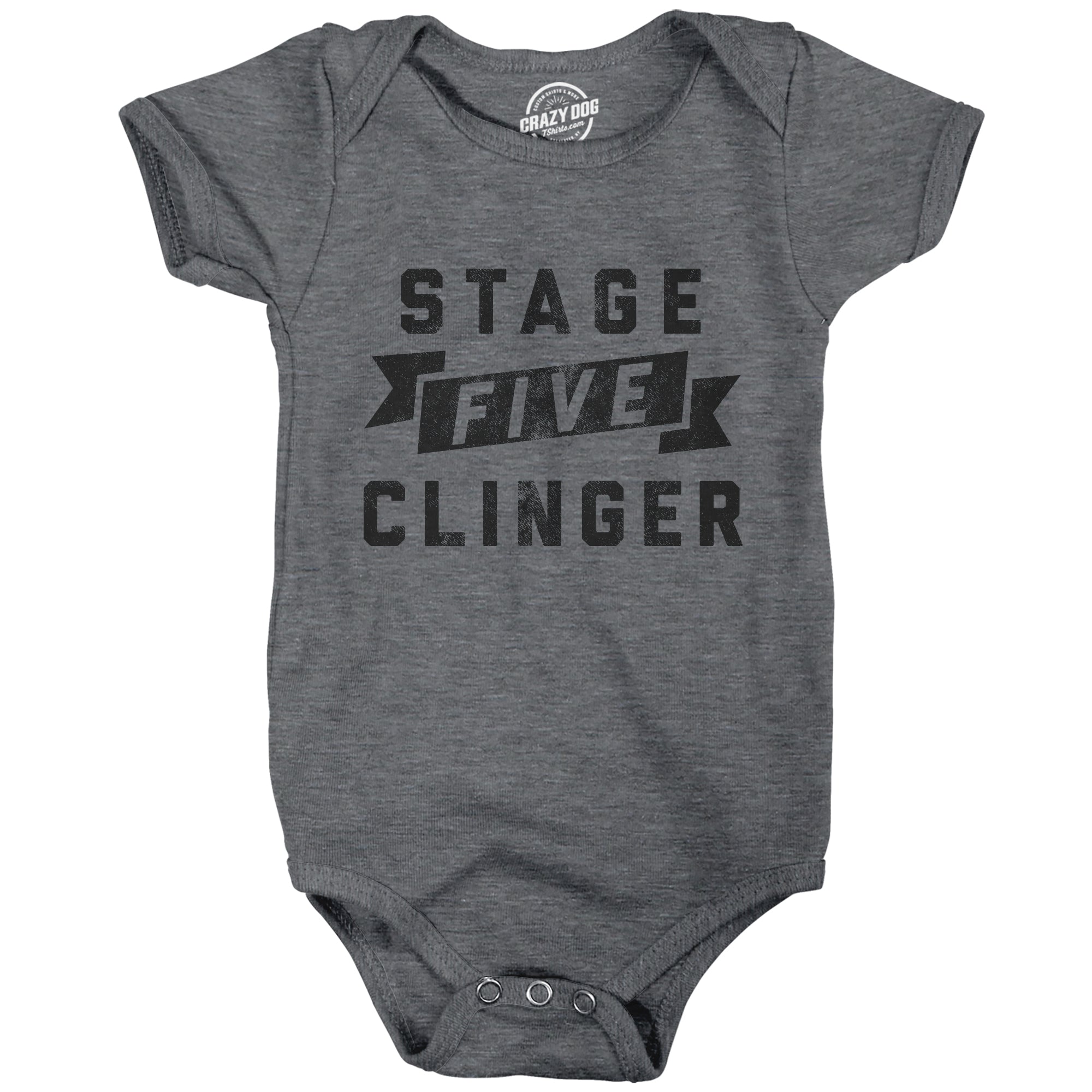 Funny Dark Heather Grey - CLINGER Stage Five Clinger Onesie Nerdy Sarcastic Tee