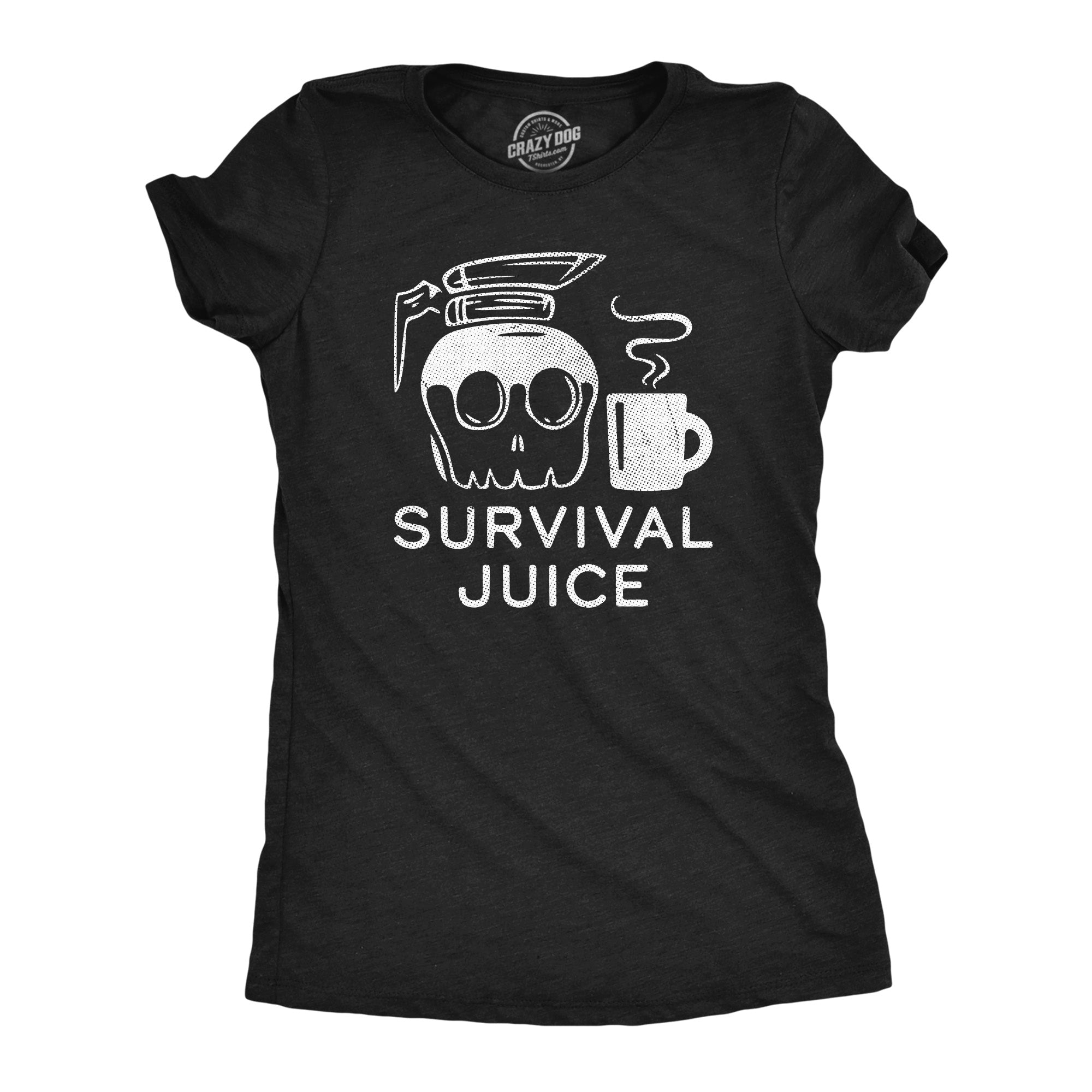 Funny Heather Black - SURVIVAL Survival Juice Womens T Shirt Nerdy Coffee Sarcastic Tee