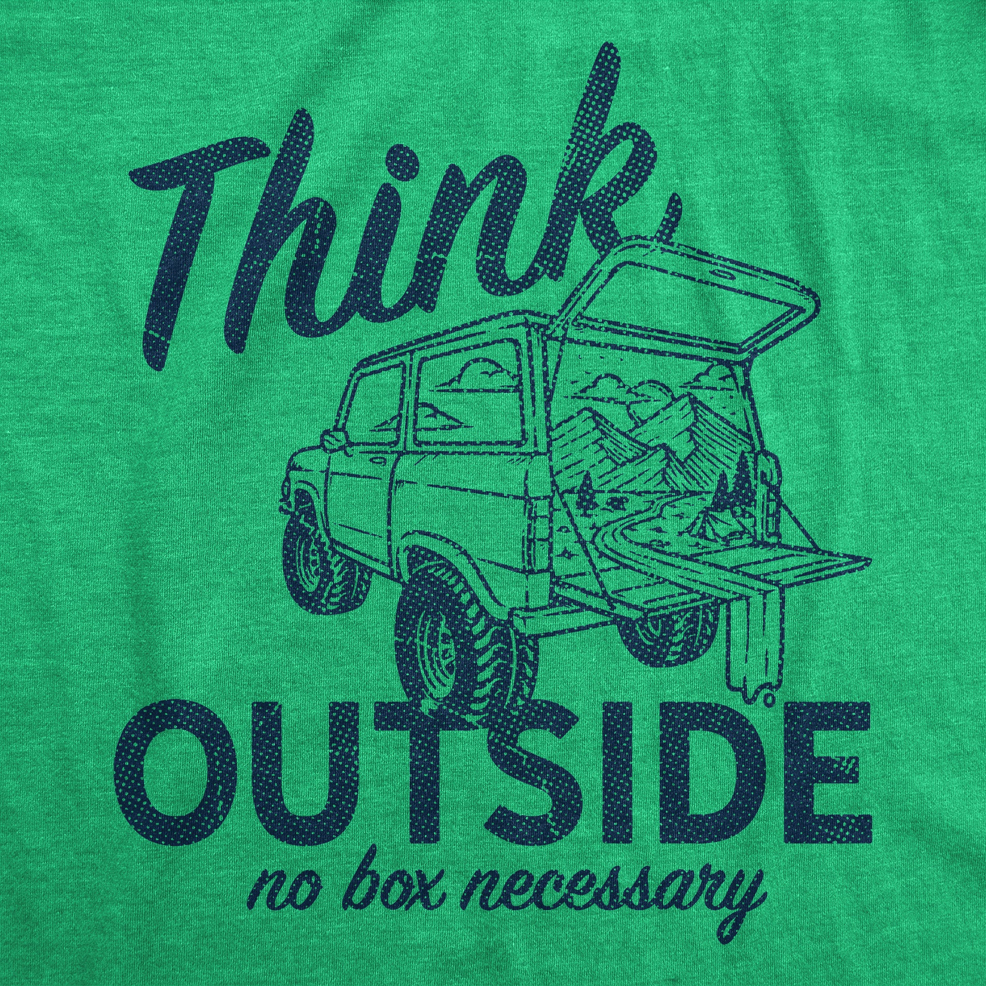 Funny Heather Green -OUTSIDE Think Outside Youth T Shirt Nerdy Camping Tee