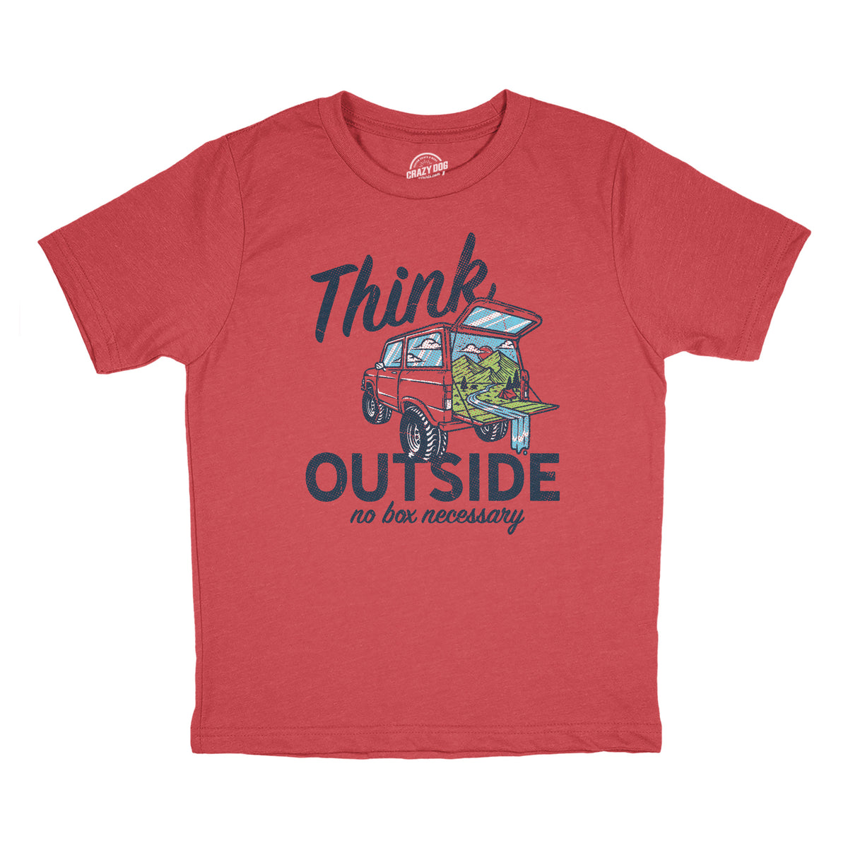 Funny Heather Red - OUTSIDE Think Outside Youth T Shirt Nerdy Tee