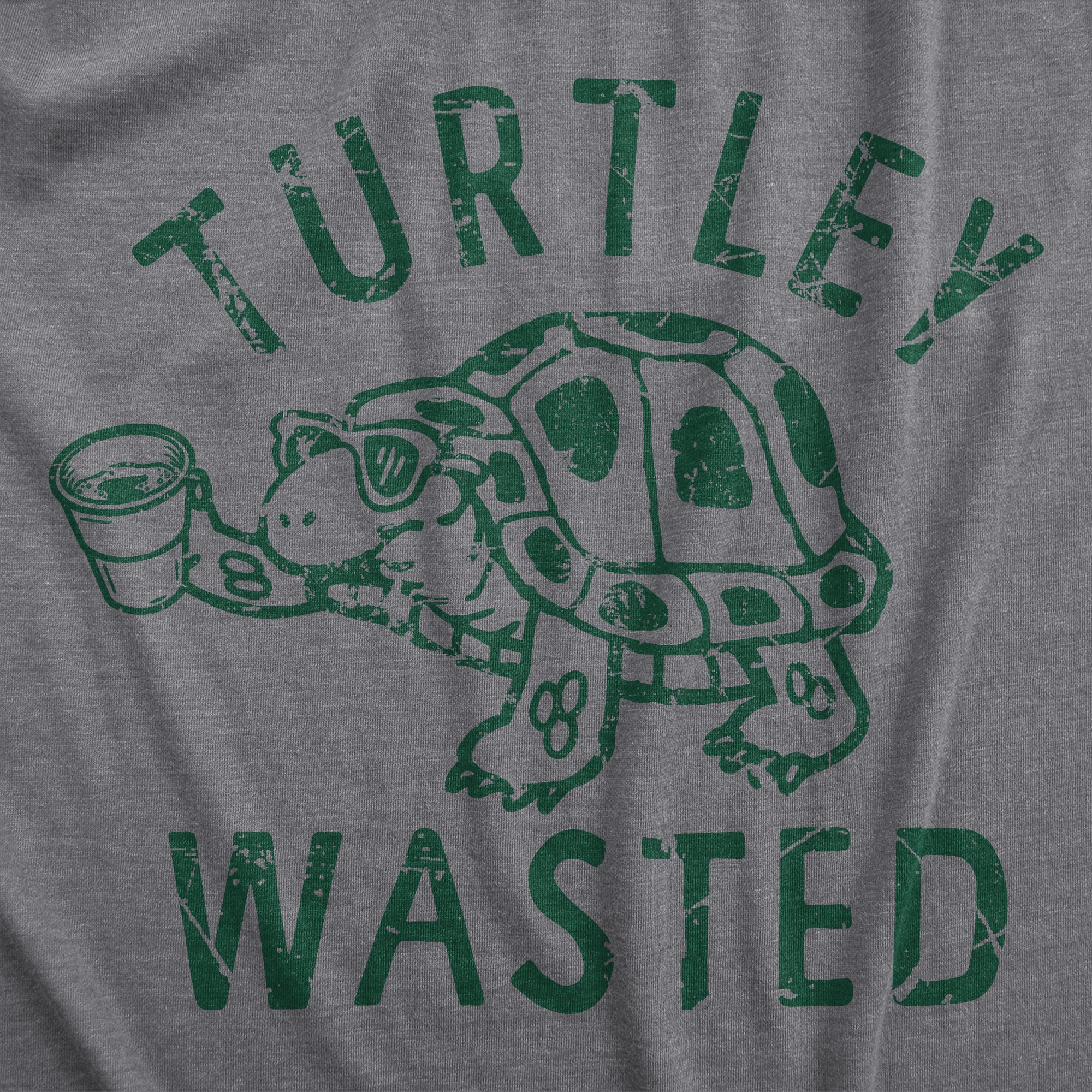 Funny Dark Heather Grey - TURTLEY Turtley Wasted Mens T Shirt Nerdy Drinking Animal Tee