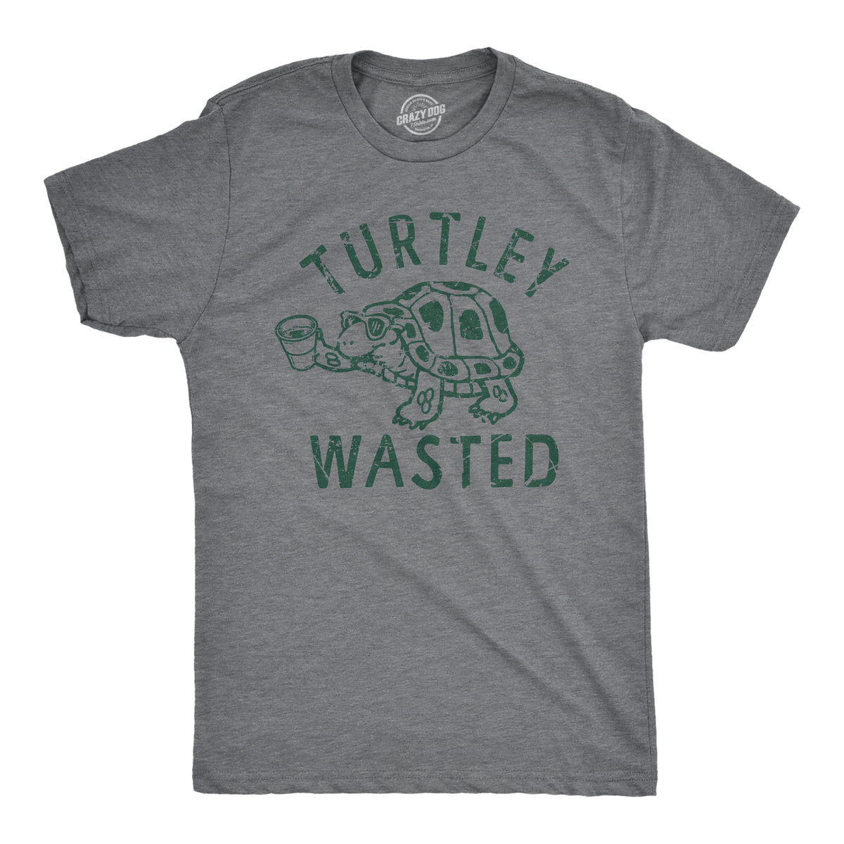 Funny Dark Heather Grey - TURTLEY Turtley Wasted Mens T Shirt Nerdy Drinking Animal Tee