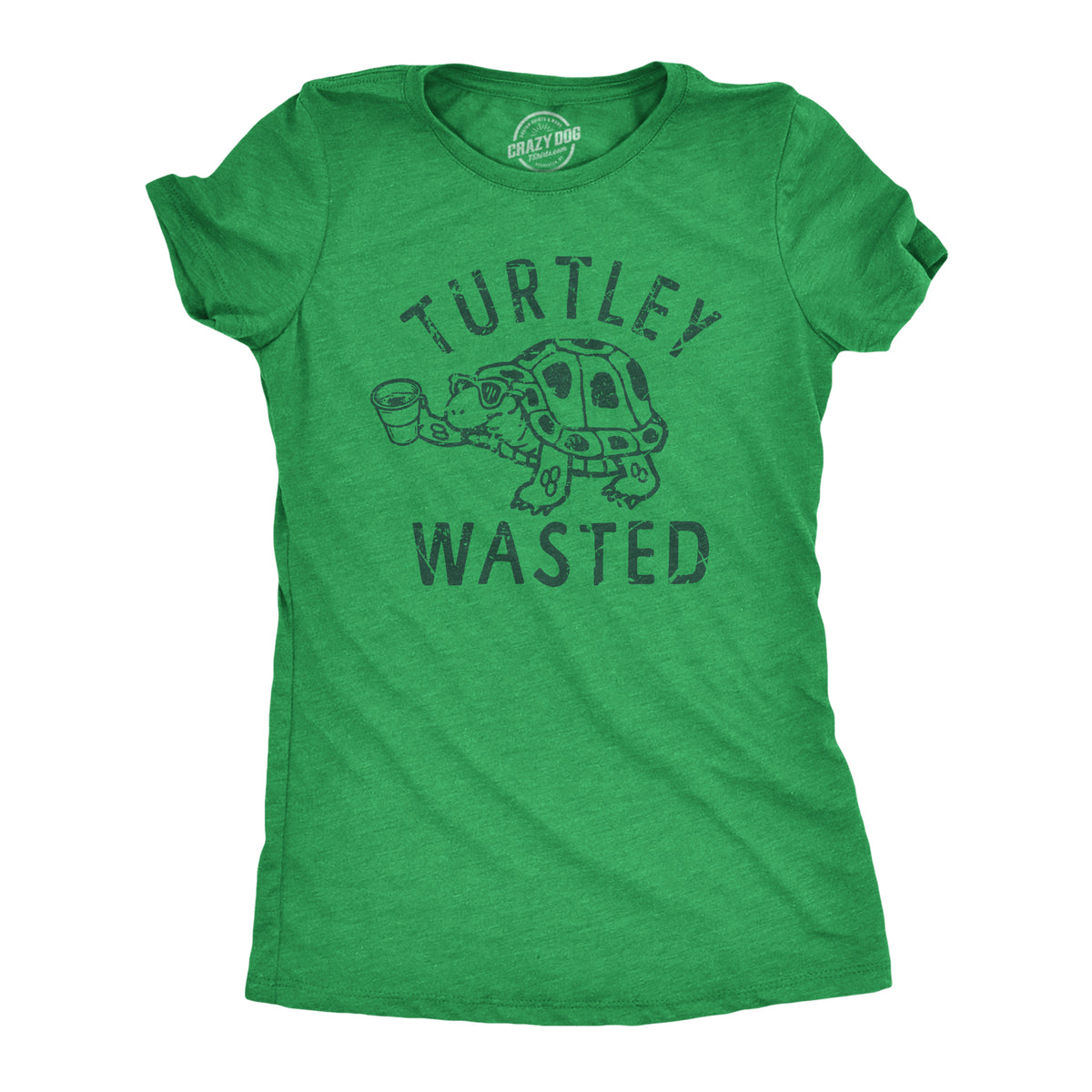 Funny Heather Green - TURTLEY Turtley Wasted Womens T Shirt Nerdy Drinking Animal Tee