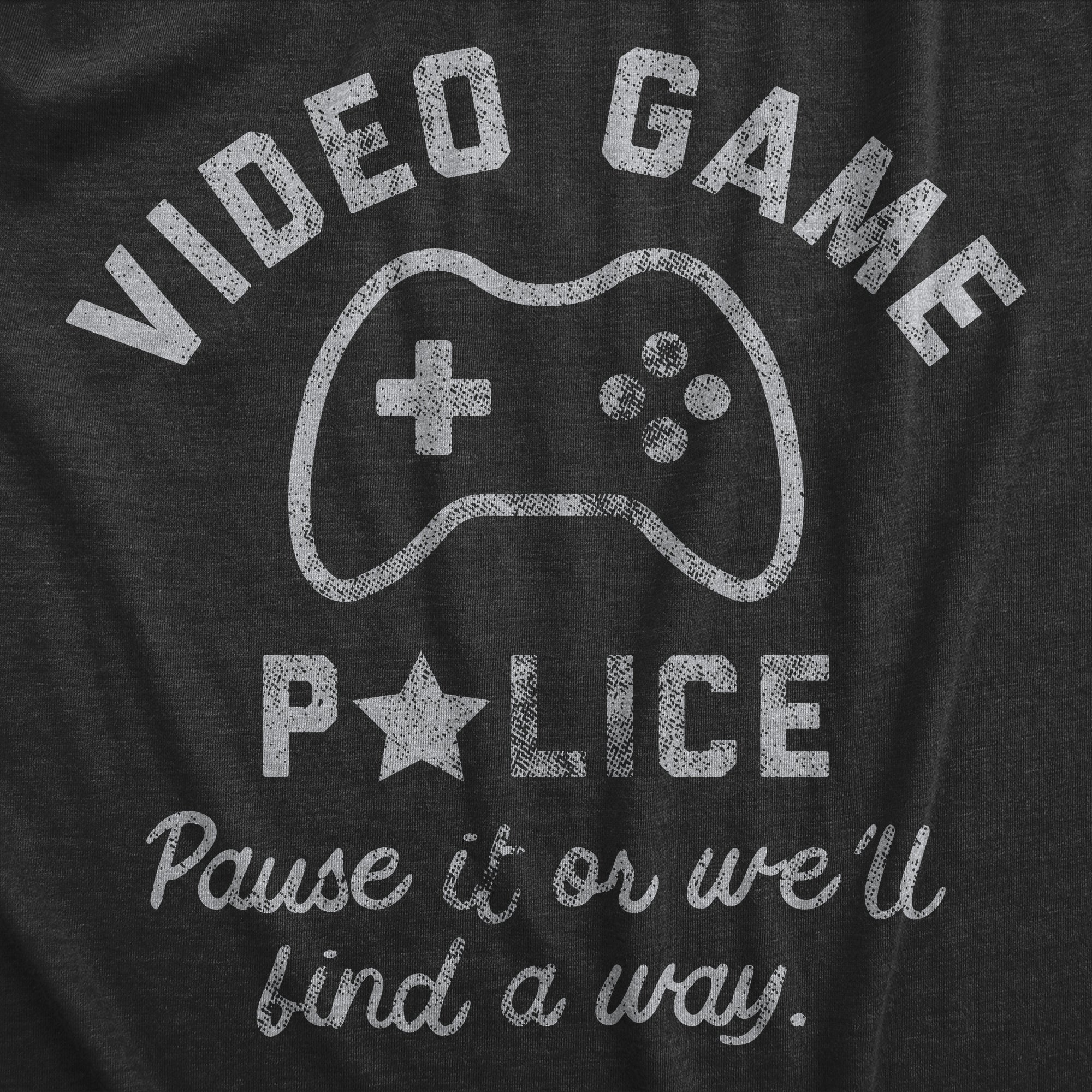 Funny Heather Black - POLICE Video Game Police Mens T Shirt Nerdy Video Games Tee