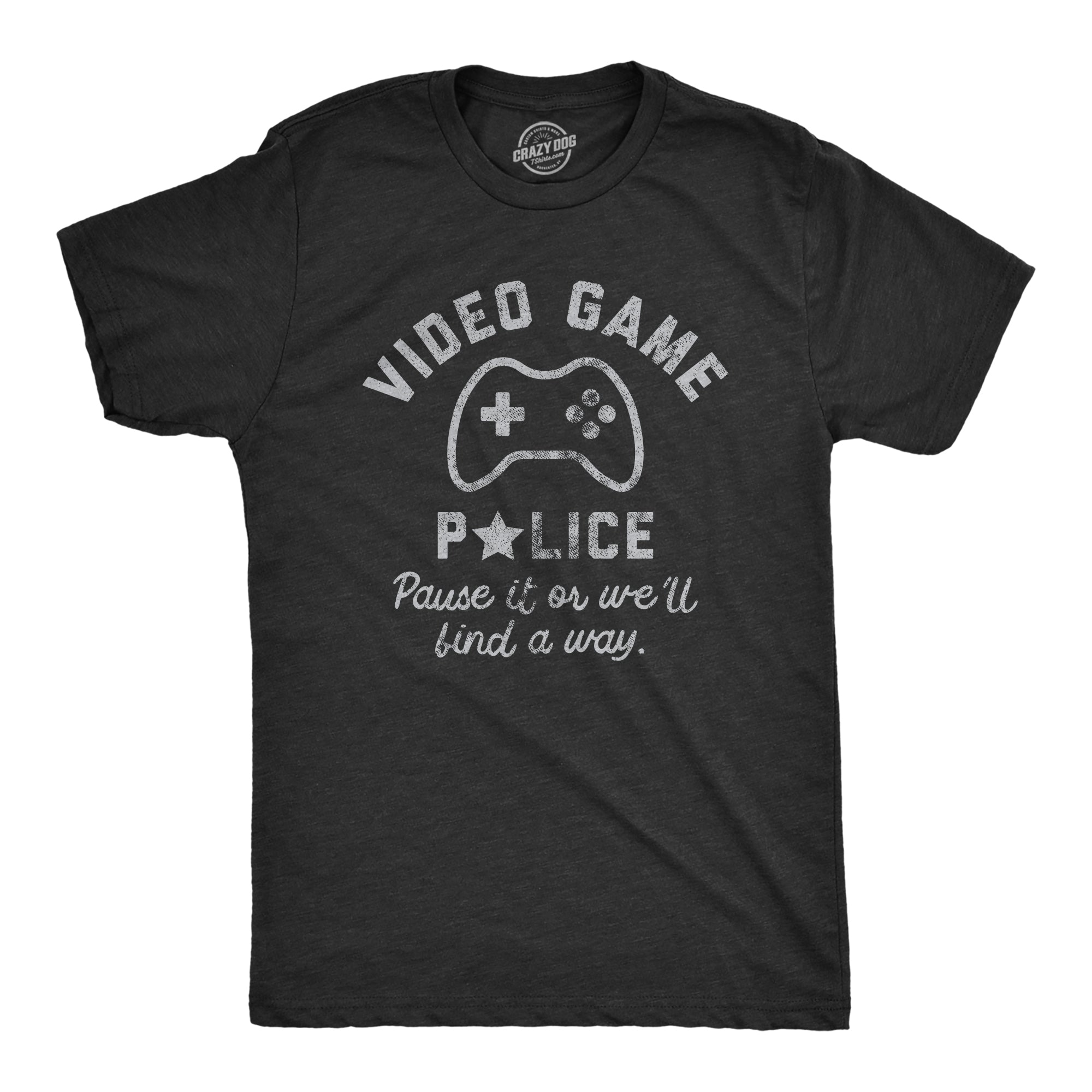 Funny Heather Black - POLICE Video Game Police Mens T Shirt Nerdy Video Games Tee