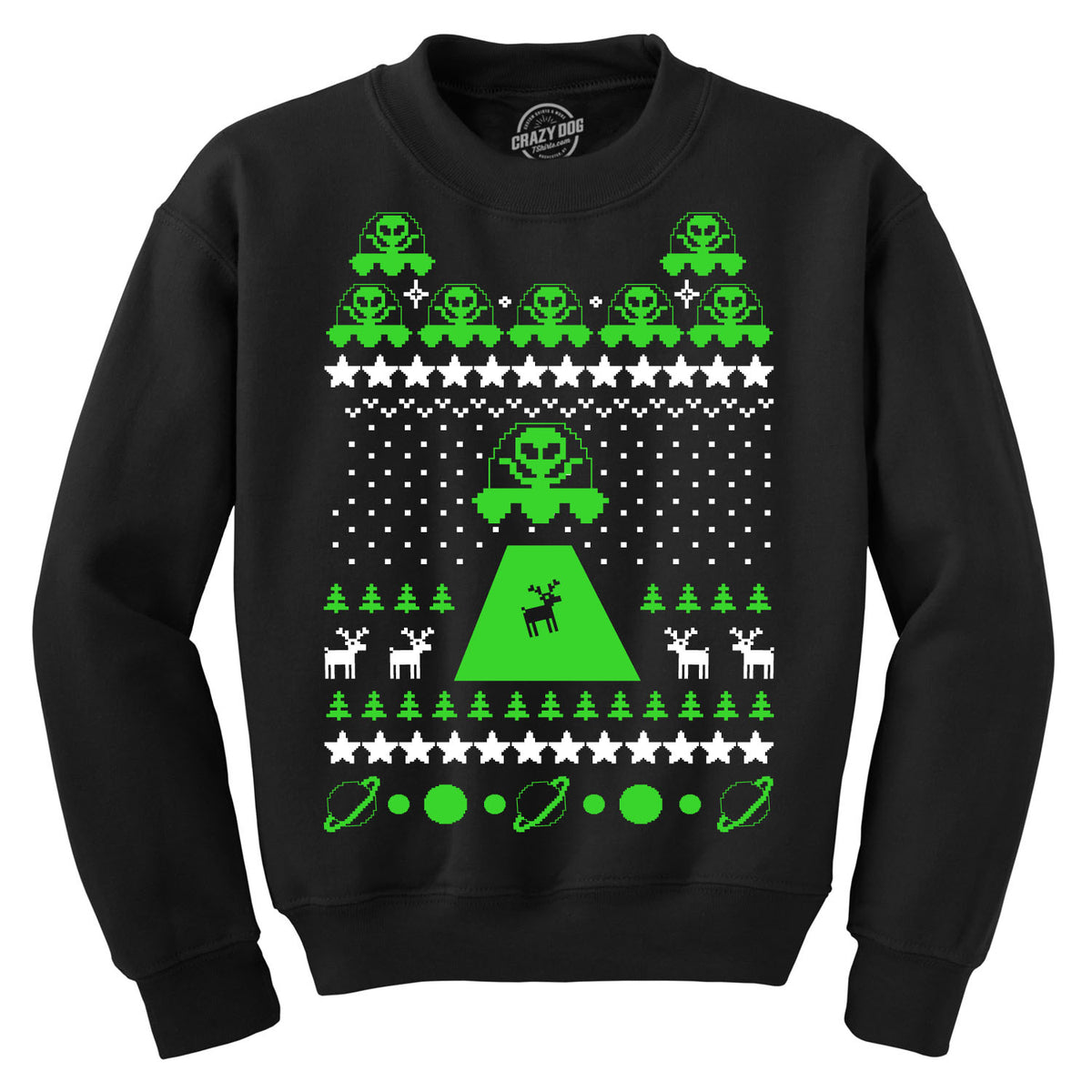 Funny Black Alien Abduction Ugly Christmas Sweater Sweatshirt Nerdy Christmas Ugly Sweater Space Tee