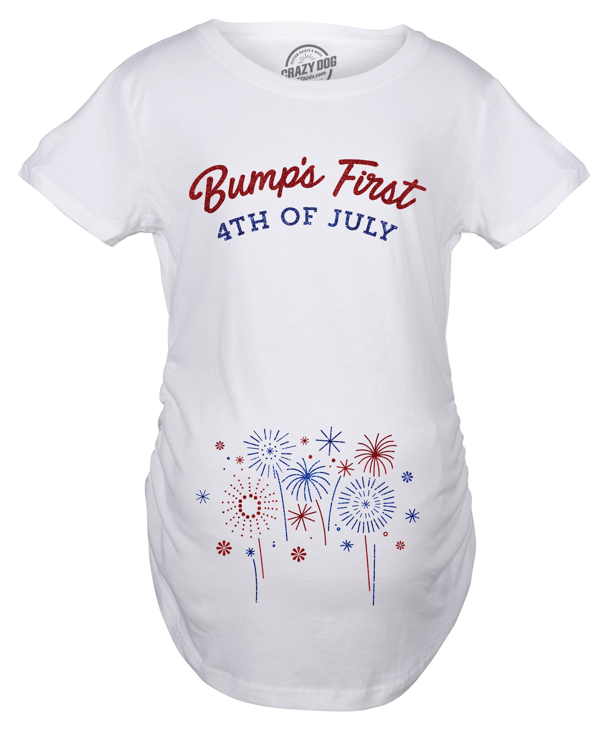 Funny White Bump's First 4th Of July Maternity T Shirt Nerdy Fourth of July Tee