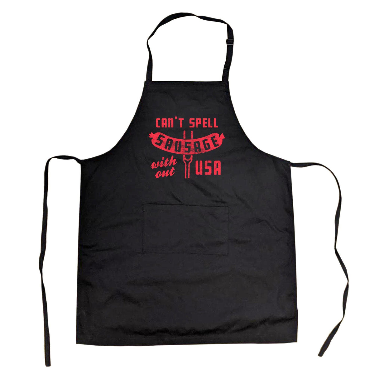 Can&#39;t Spell Sausage Without USA Cookout Apron - Crazy Dog T-Shirts