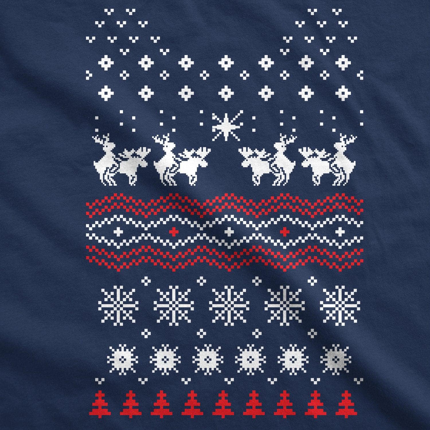 Humping Moose Funny Ugly Christmas Holiday Crew Neck Sweatshirt  -  Crazy Dog T-Shirts